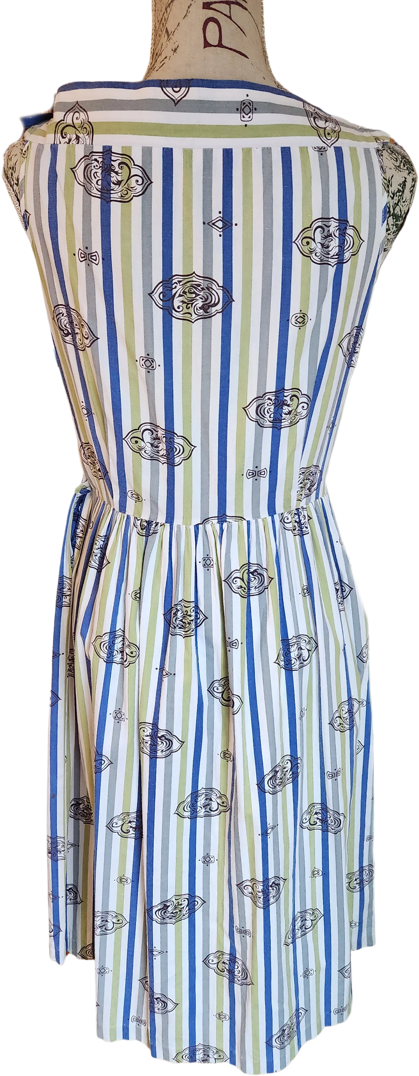 40s/50s Cotton Striped Novelty Print Sundress By Styled by Prevore - Image 2