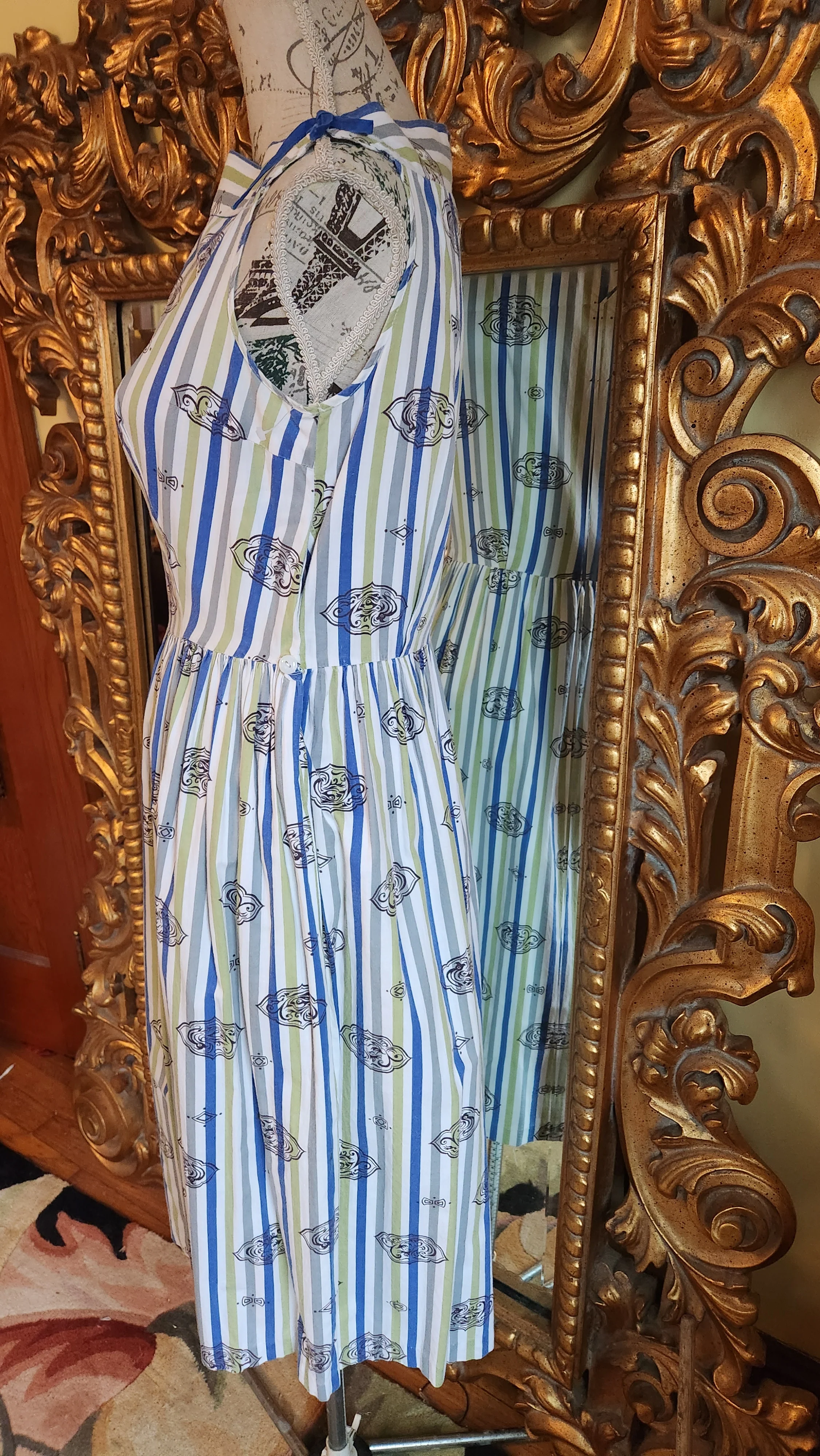 40s/50s Cotton Striped Novelty Print Sundress By Styled by Prevore - Image 3