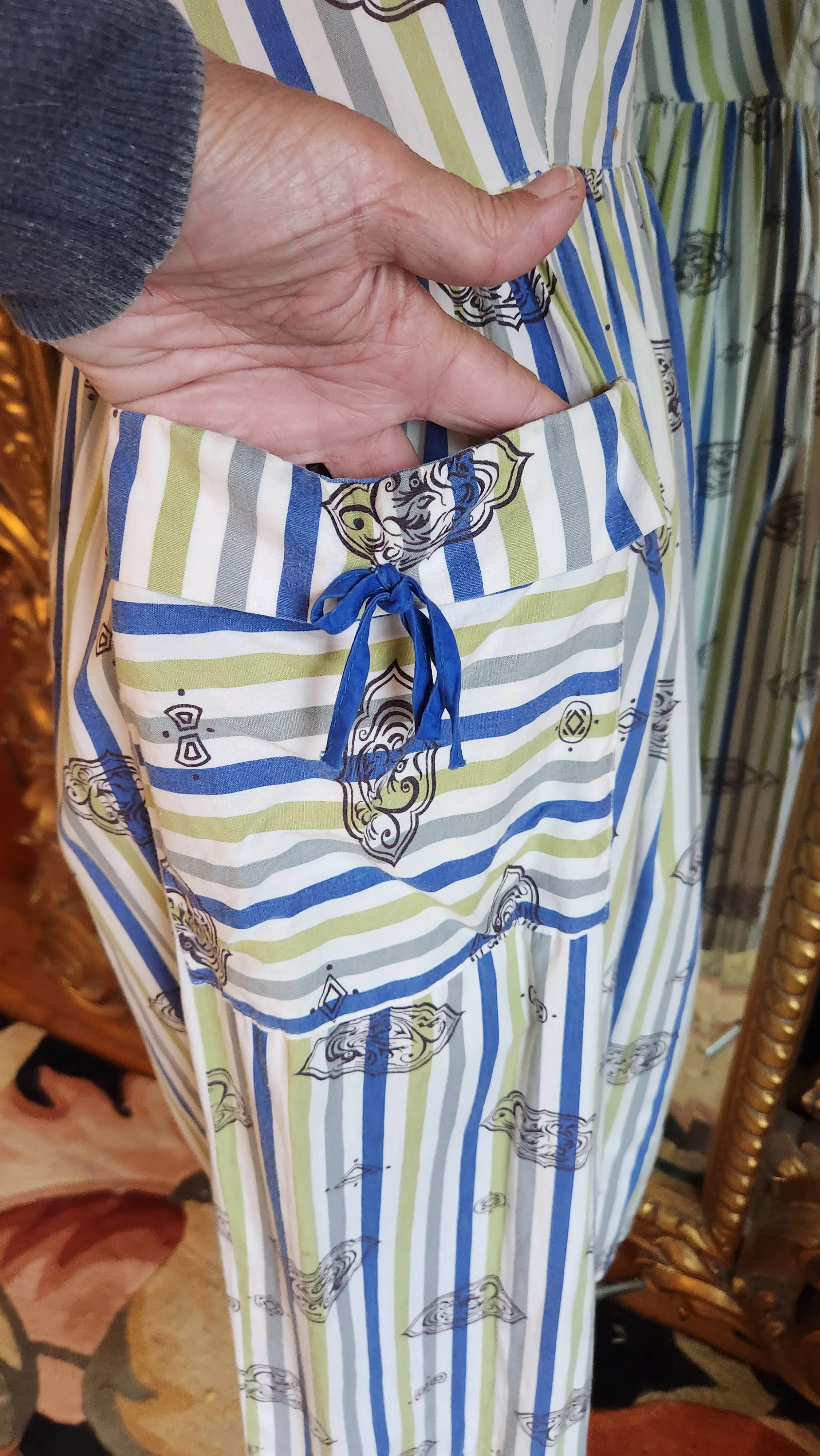 40s/50s Cotton Striped Novelty Print Sundress By Styled by Prevore - Image 5