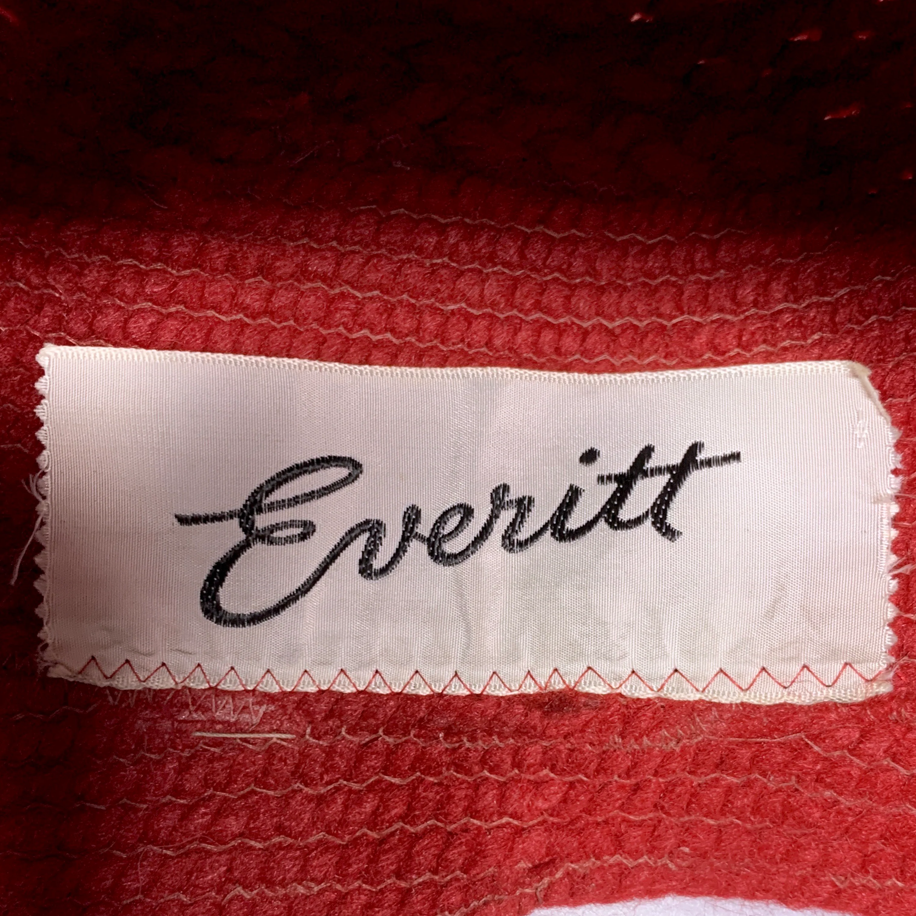 40s/50s Dark Red Crochet Knit Hat Cloche Bucket By Everitt - Image 10