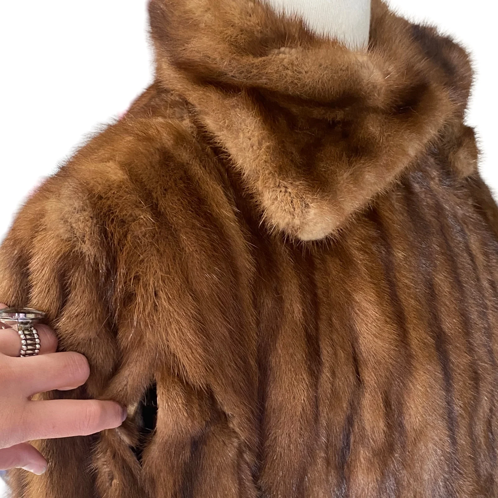 40s/50s Genuine Mink Coat Brown Demi Buff Sz M/l By Rich Furs Dittrich Detroit - Image 5
