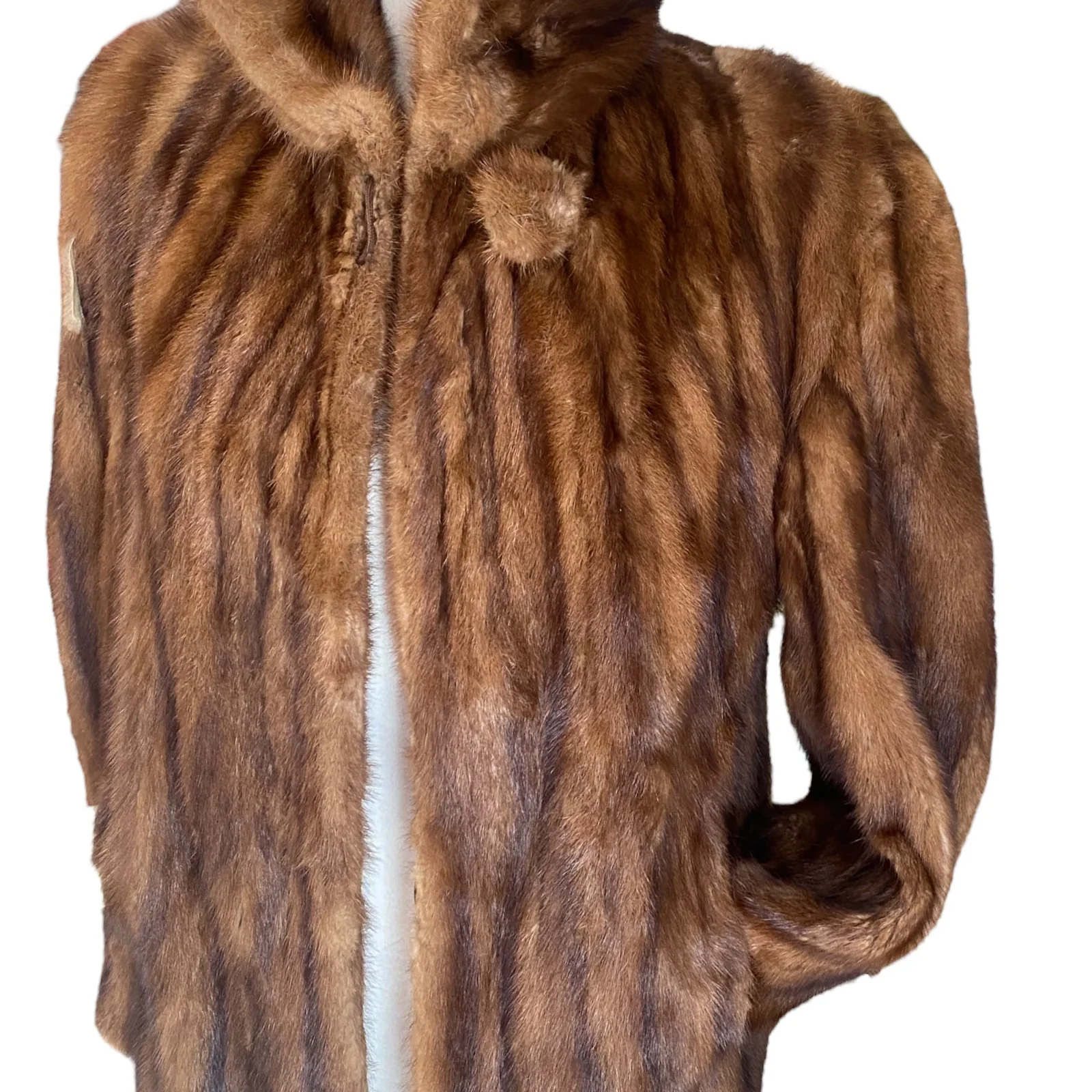 40s/50s Genuine Mink Coat Brown Demi Buff Sz M/l By Rich Furs Dittrich Detroit - Image 6