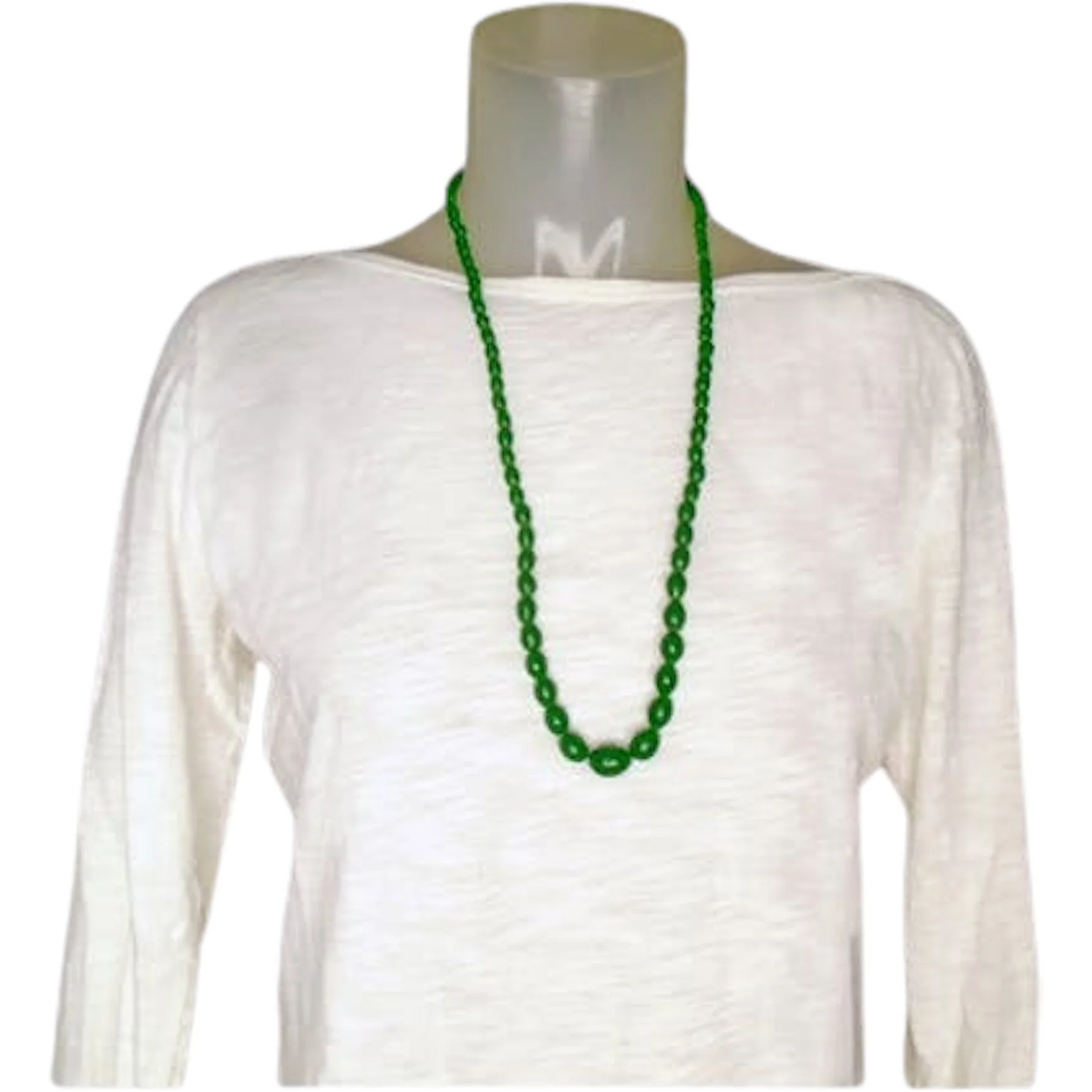 40s/50s Green Glass Bead Necklace Re-strung Fully Restored - Image 2
