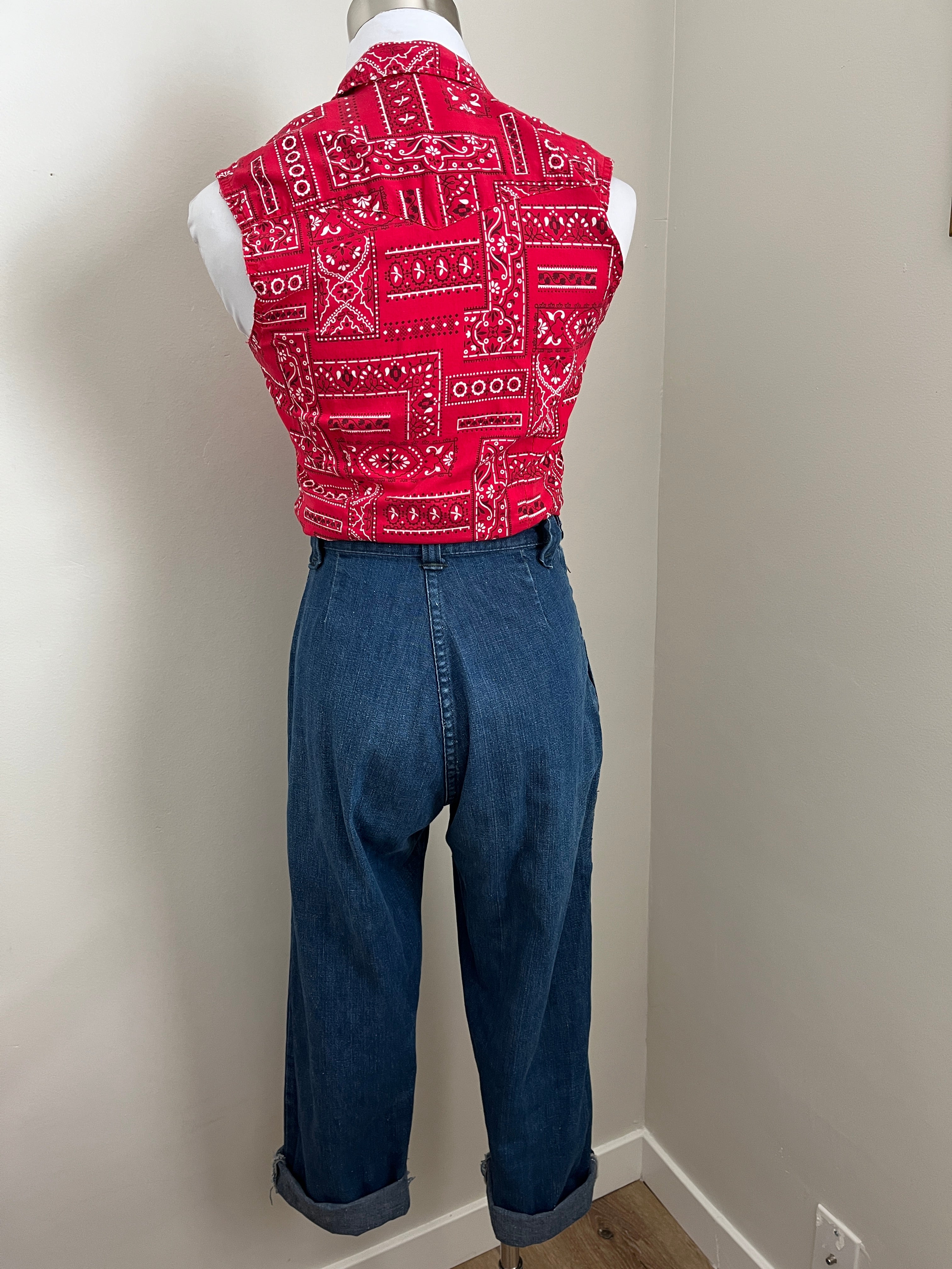 40s/50s High Waist Cowgirl Side Zip Jeans Xs By Western Girl - Image 4