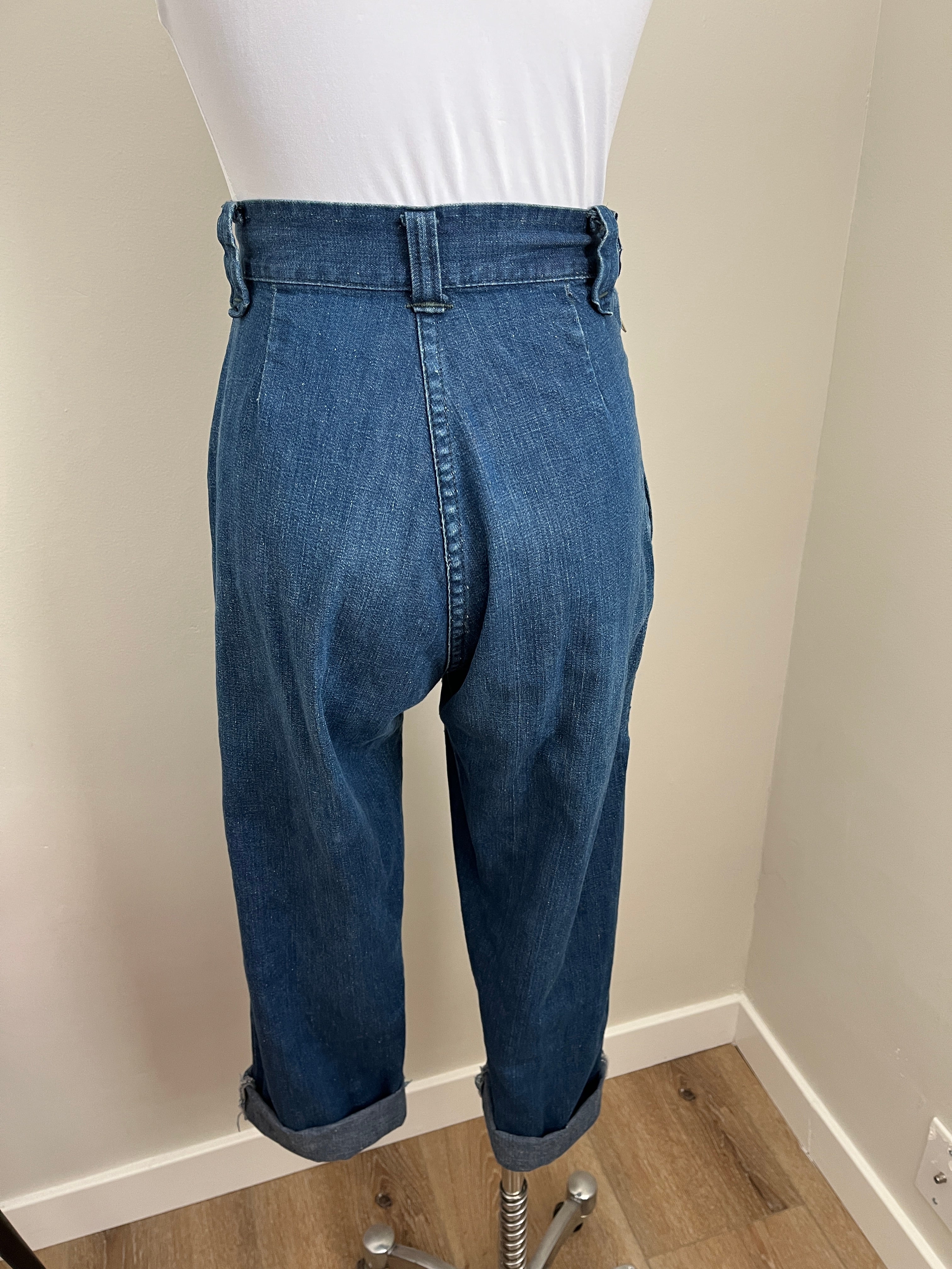 40s/50s High Waist Cowgirl Side Zip Jeans Xs By Western Girl - Image 6