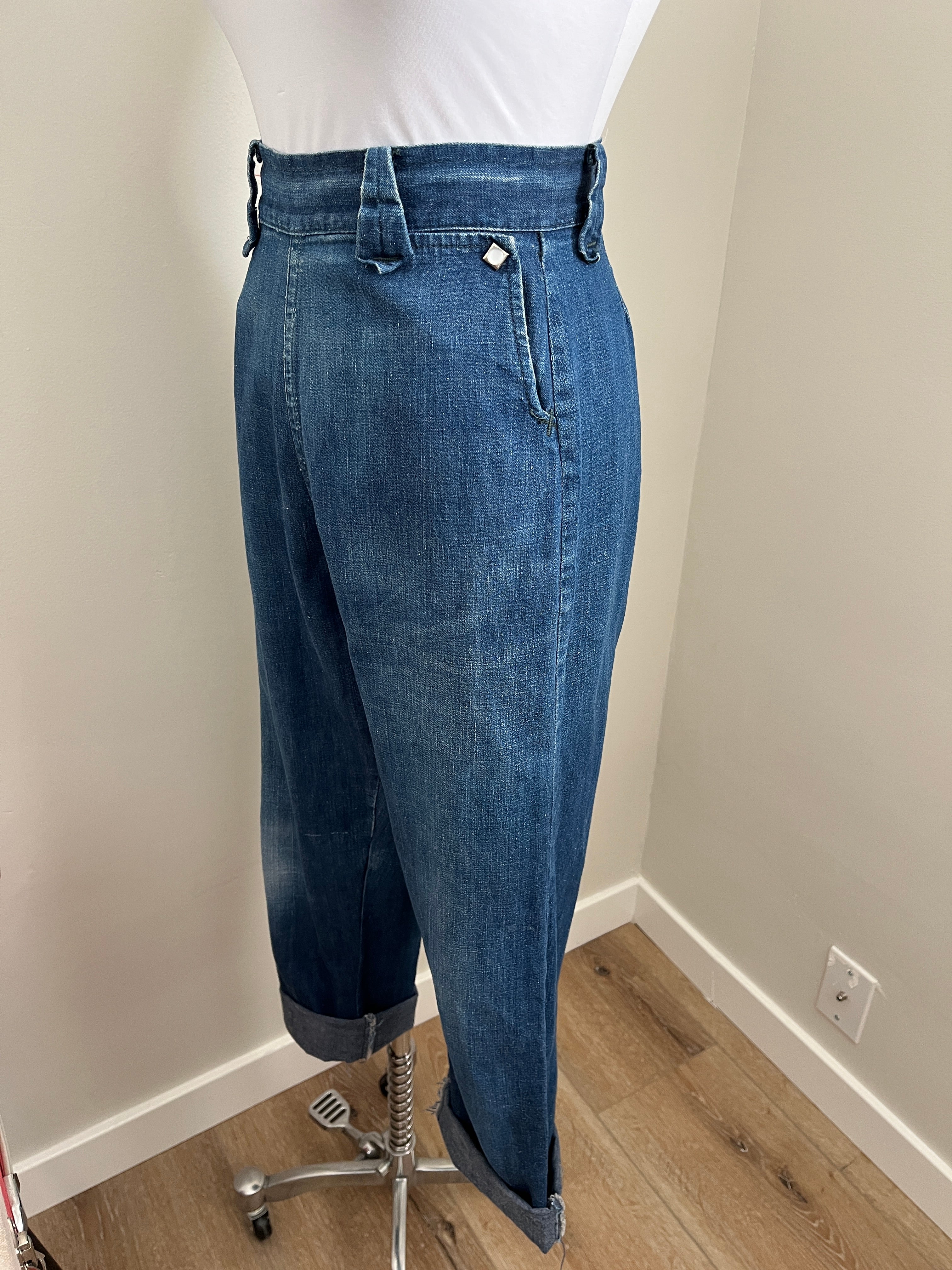 40s/50s High Waist Cowgirl Side Zip Jeans Xs By Western Girl - Image 7