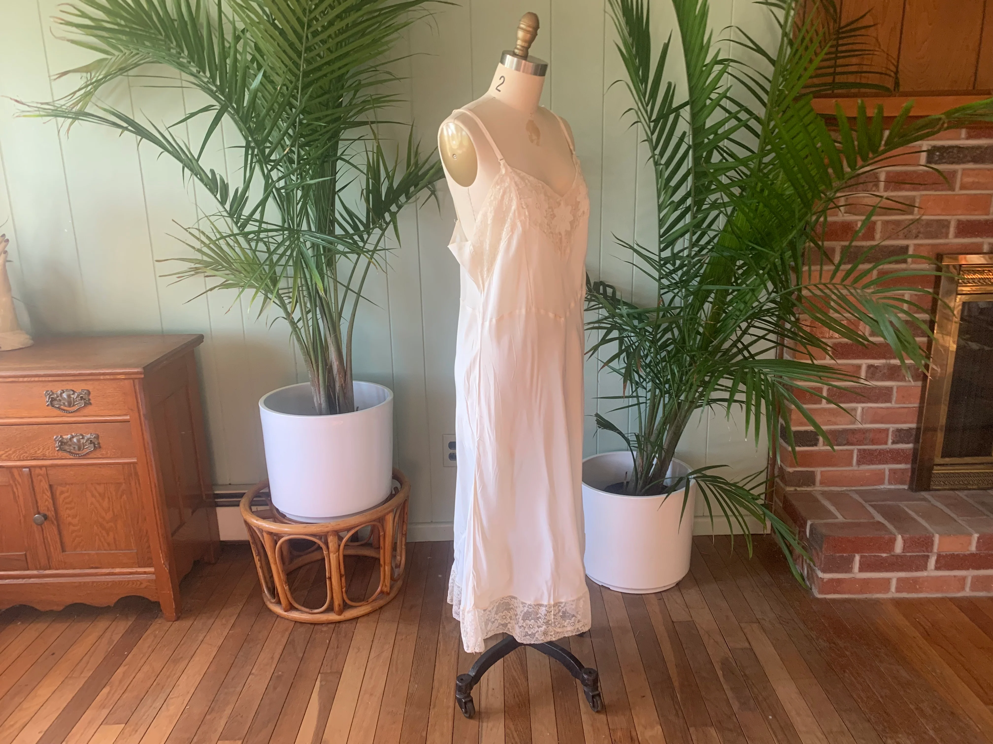 40s/50s Ivory Rayon And Lace Bias Cut Slip By Lady Romance - Image 8