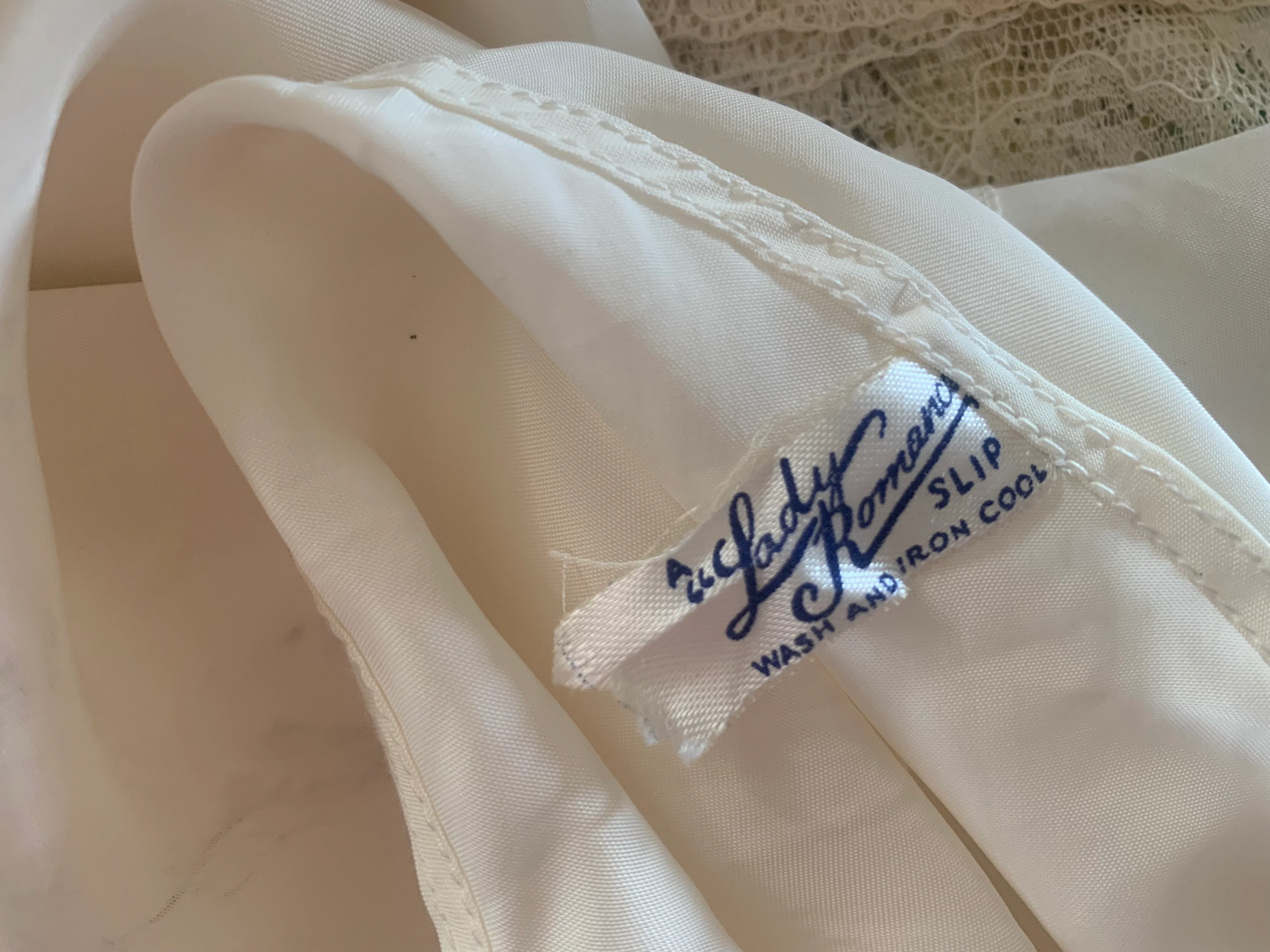 40s/50s Ivory Rayon And Lace Bias Cut Slip By Lady Romance - Image 9