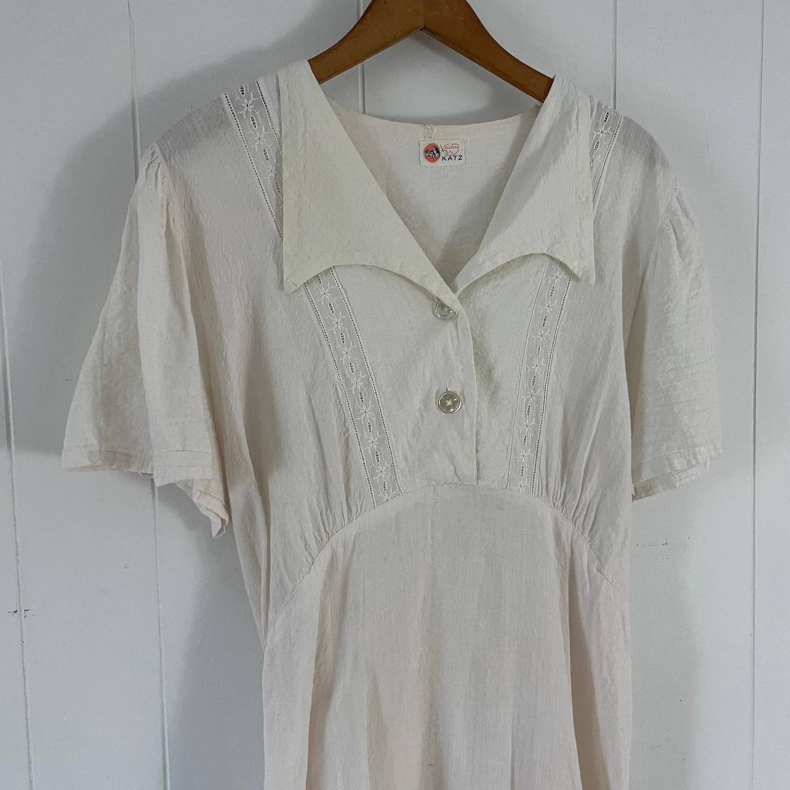40s 50s Light and Gauzy Semi Sheer Cotton House Dress by Tailored By Katz - Image 3
