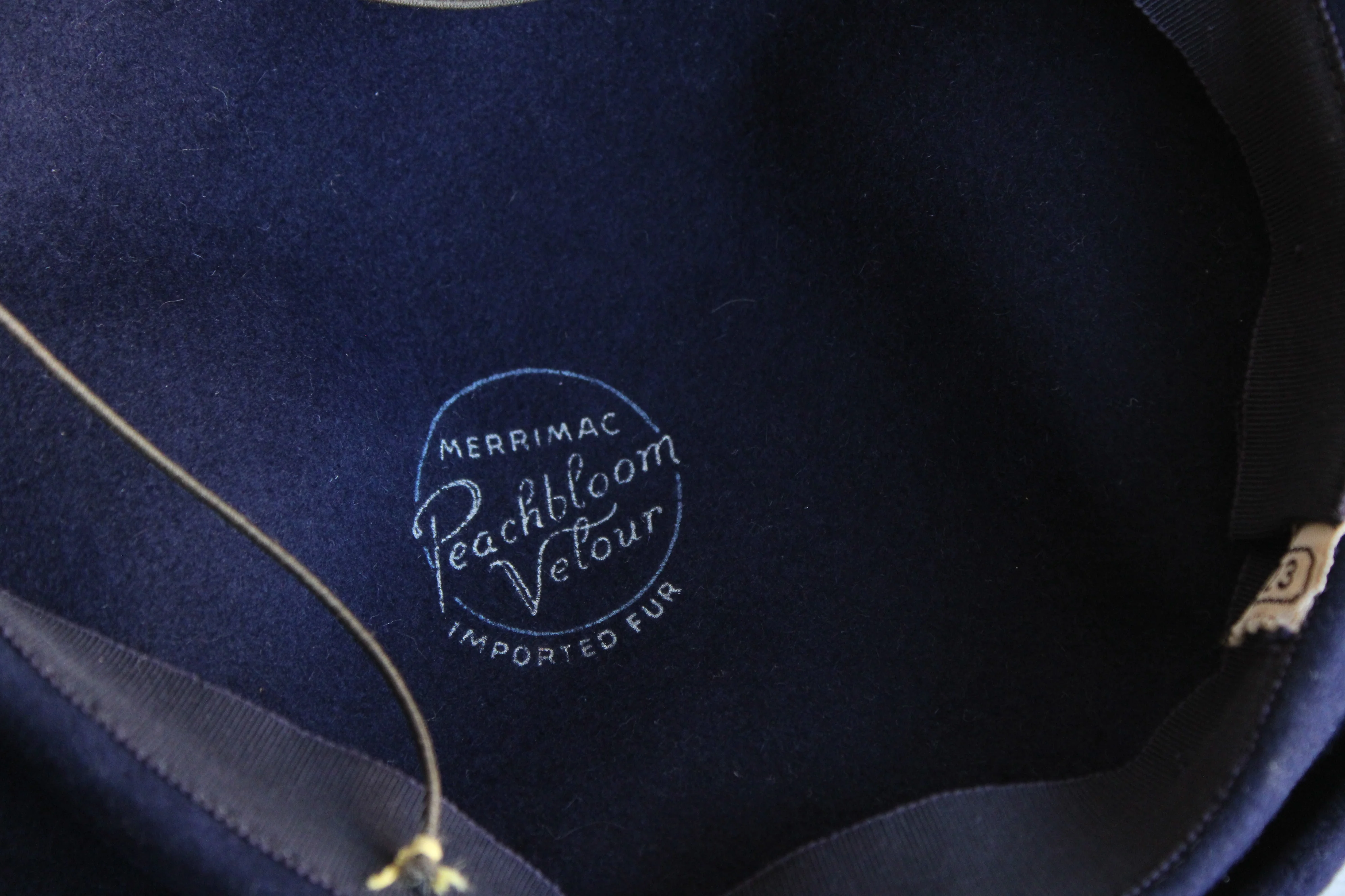 40s/50s Navy Blue Hat With Rhinestone Trim By Merrimac - Image 11
