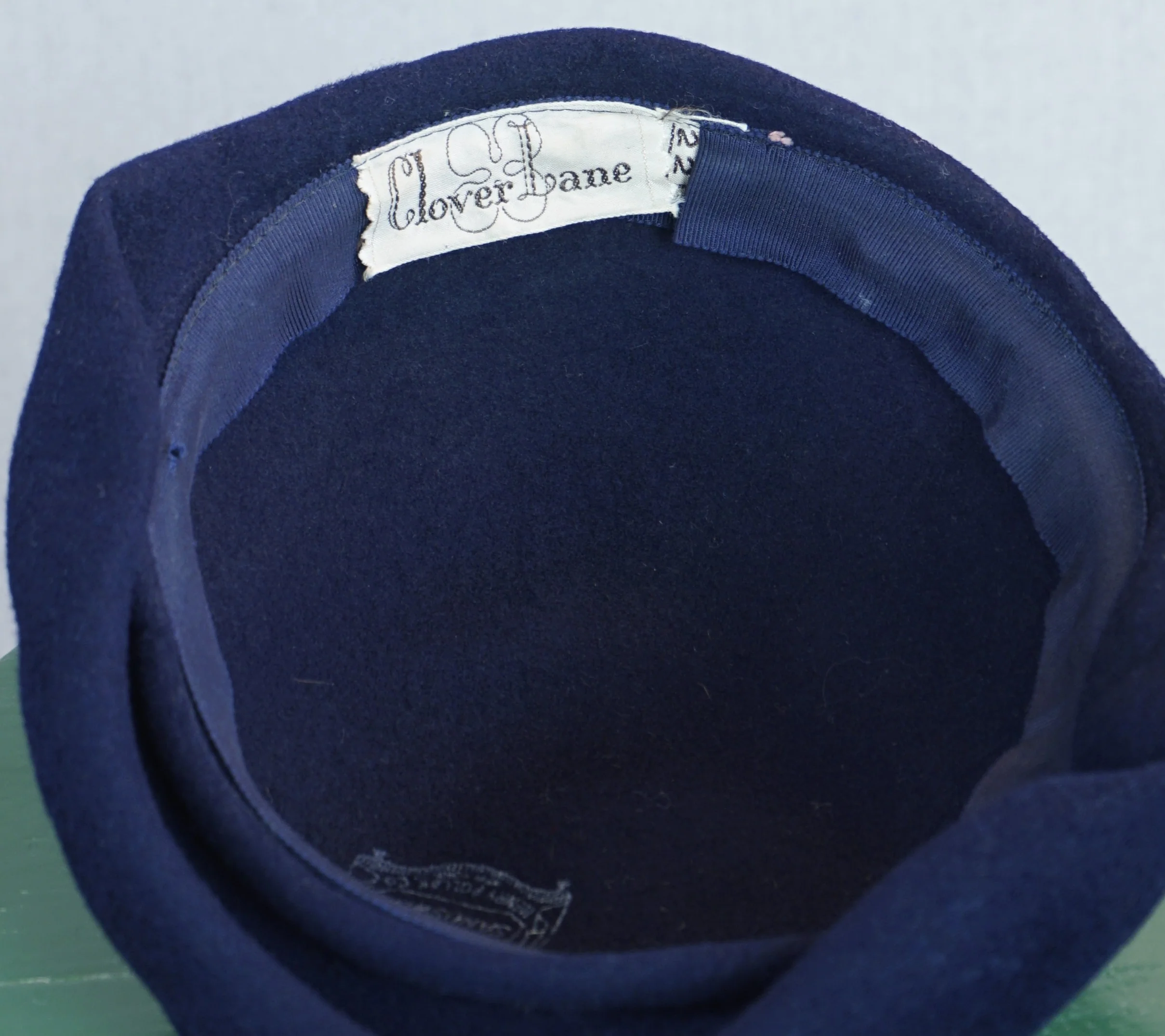 40s/50s Navy Blue Wool Beret Hat - Image 10