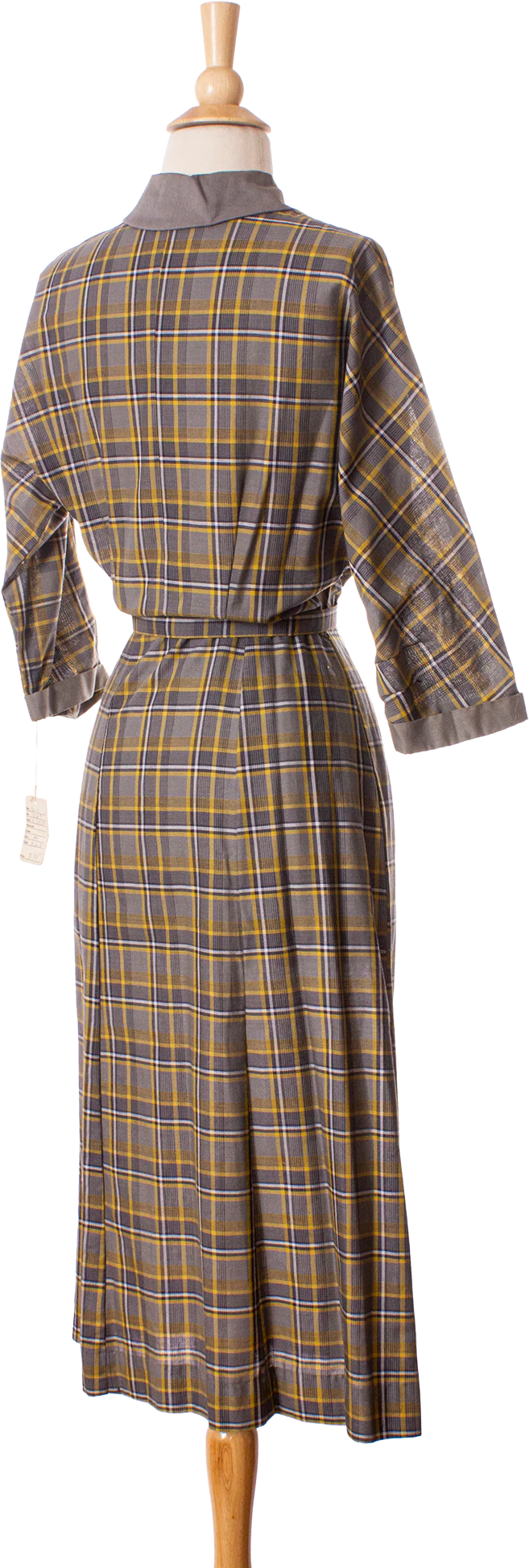 40s/50s New Old Stock Green Plaid Sheath Dress By Carolina Maid Frocks - Image 2