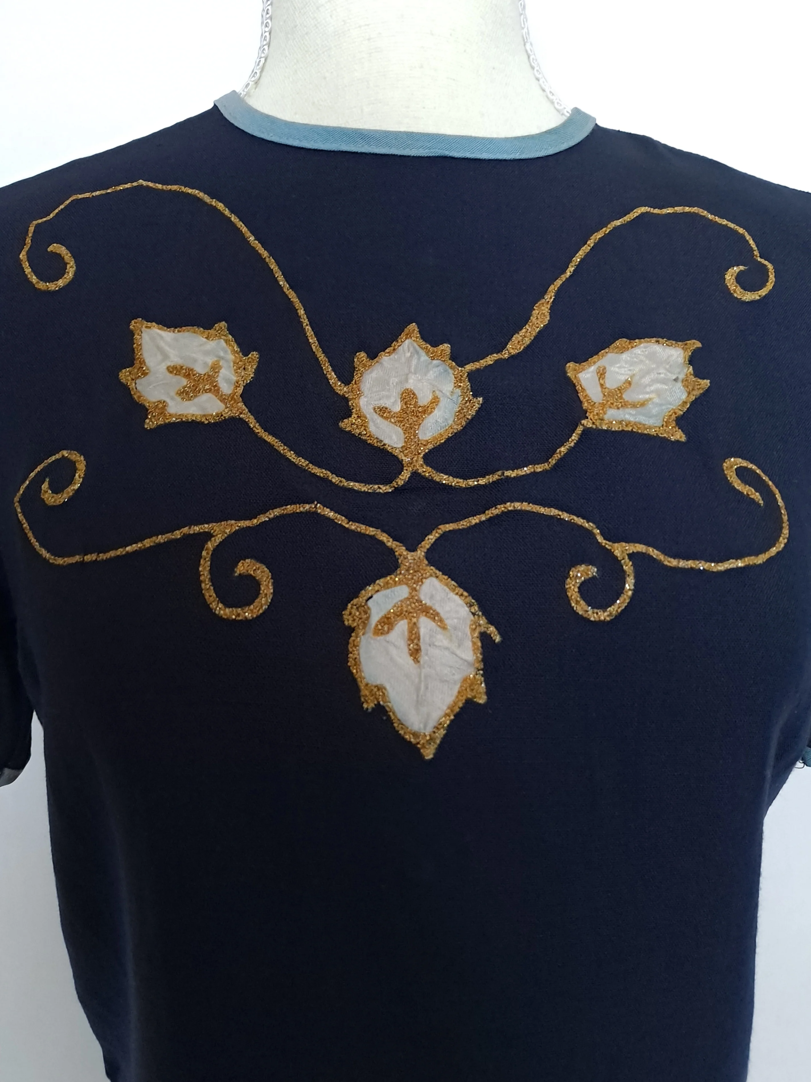 40s/50s New Old Stock With Tags Hand Painted Crop Blouse - Image 10