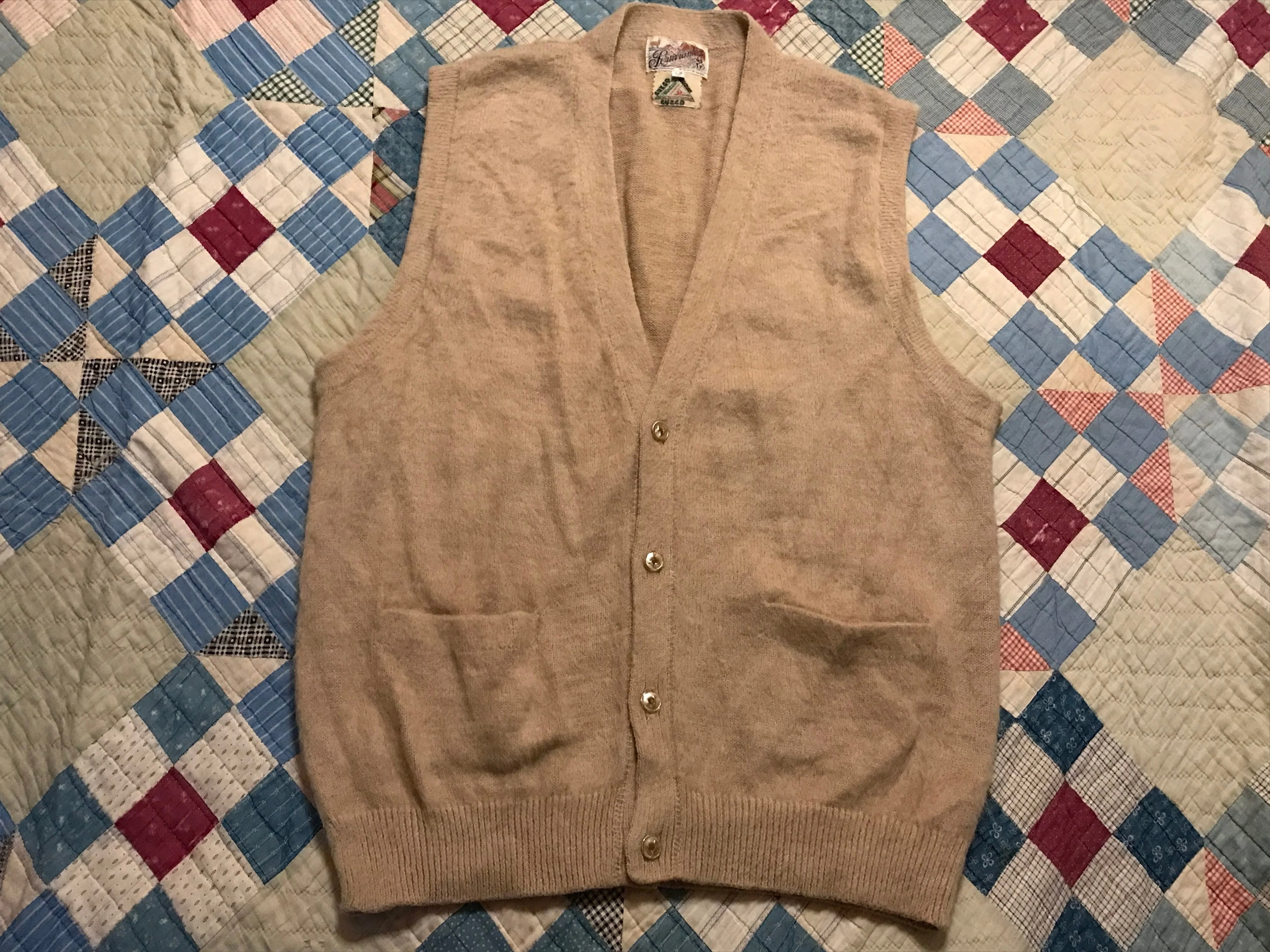 40s/50s Peruvian Hand Knit Alpaca Sweater Vest Cardigan By Peruviantex - Image 6