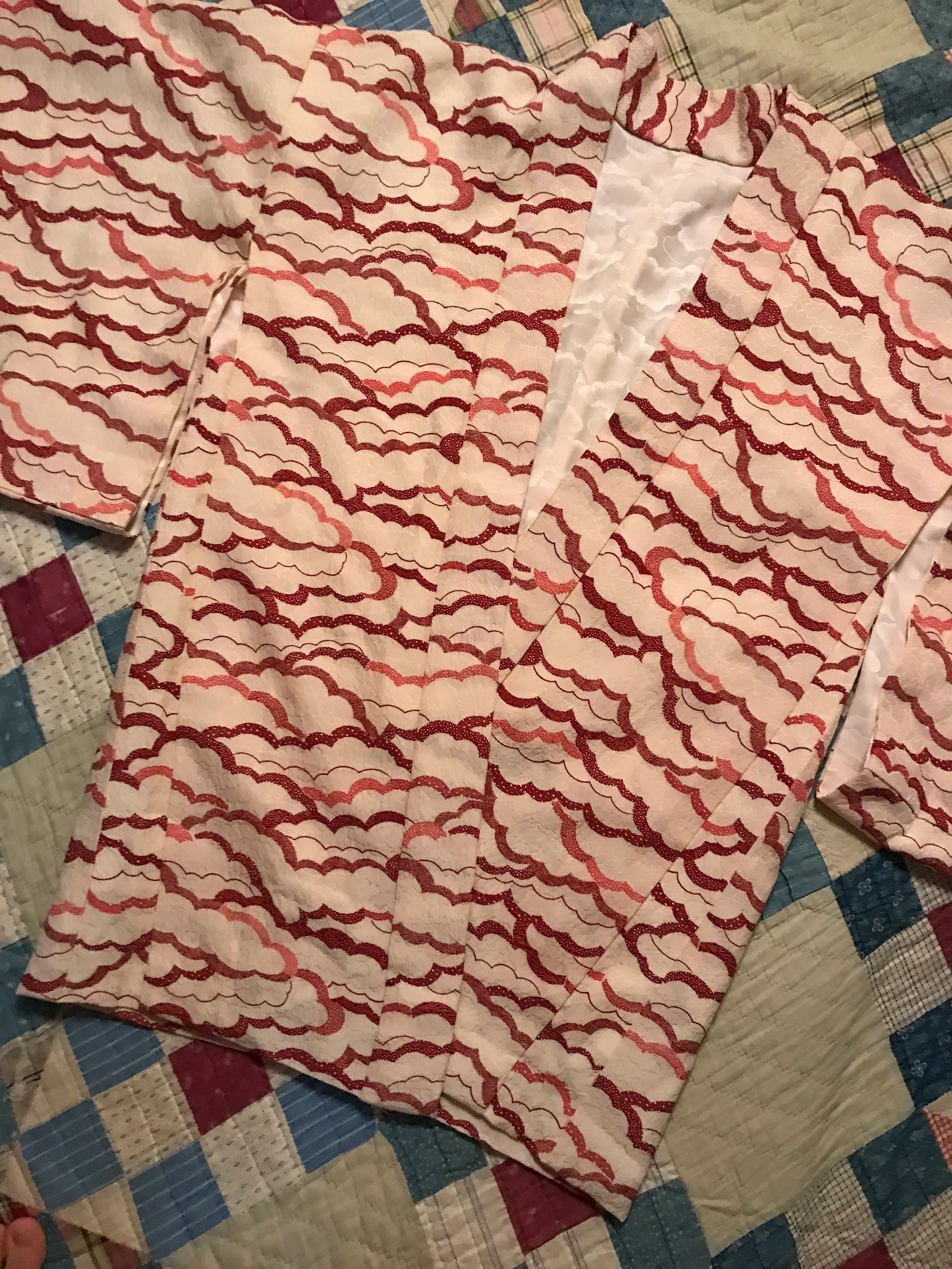 40s/50s Pink Cloud Traditional Haori Kimono Crepe Rayon - Image 8