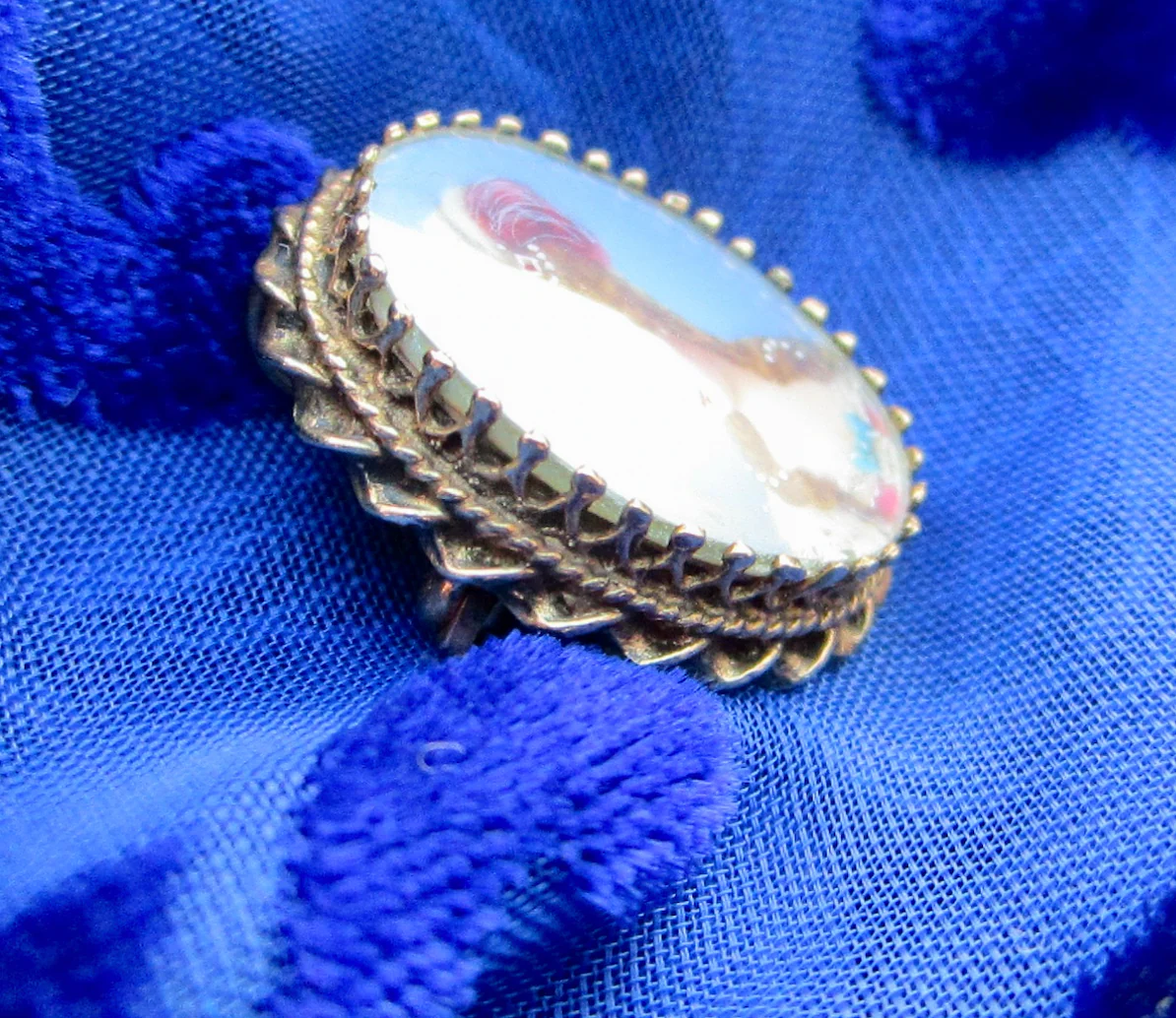 40s/50s Portrait Pendant Brooch Of Fine Lady In 14k Yg By Hand Painted - Image 10