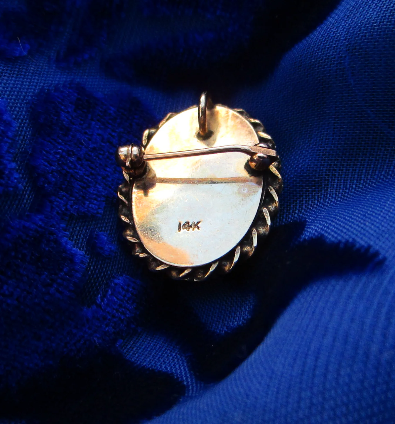 40s/50s Portrait Pendant Brooch Of Fine Lady In 14k Yg By Hand Painted - Image 11