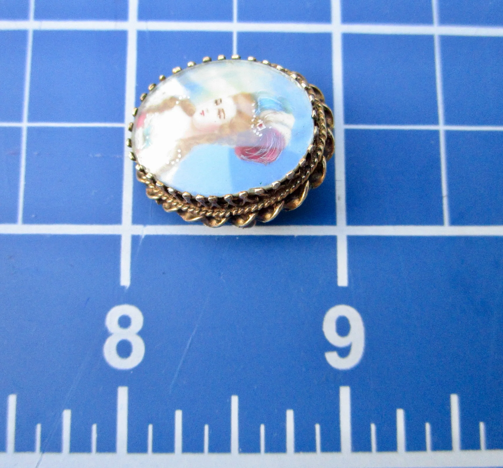 40s/50s Portrait Pendant Brooch Of Fine Lady In 14k Yg By Hand Painted - Image 14