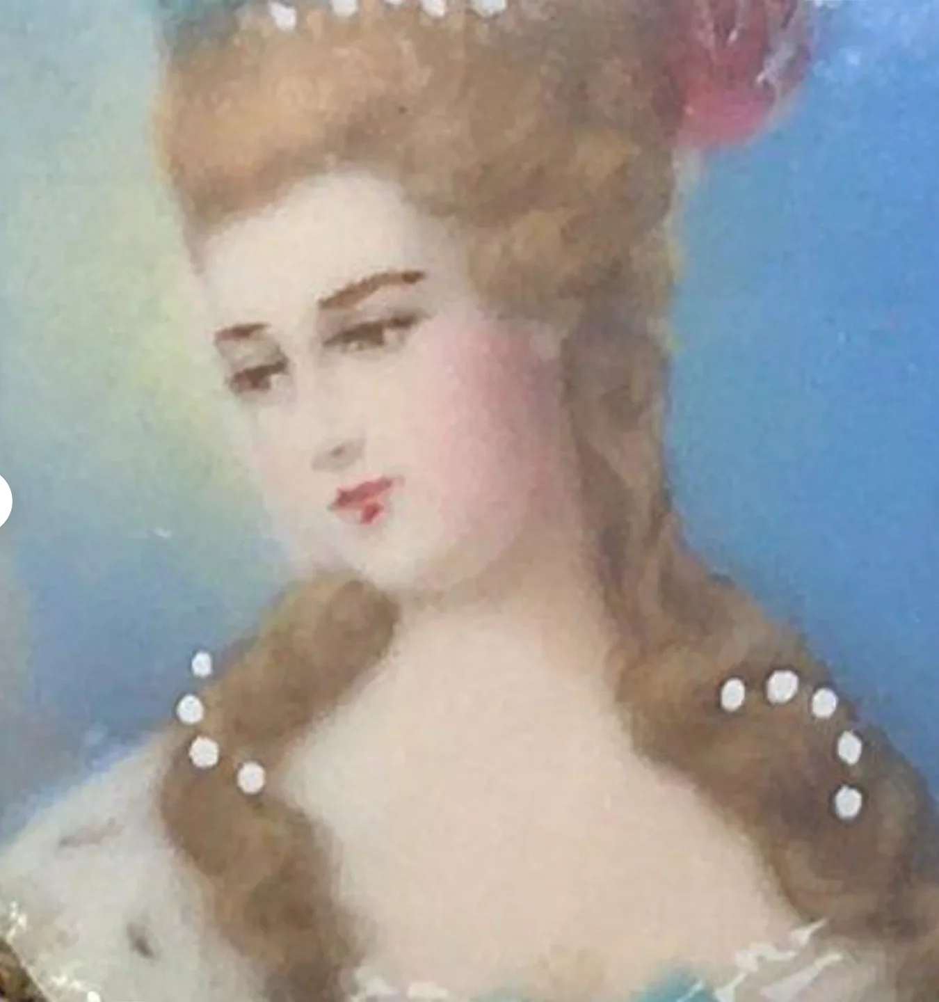 40s/50s Portrait Pendant Brooch Of Fine Lady In 14k Yg By Hand Painted - Image 9