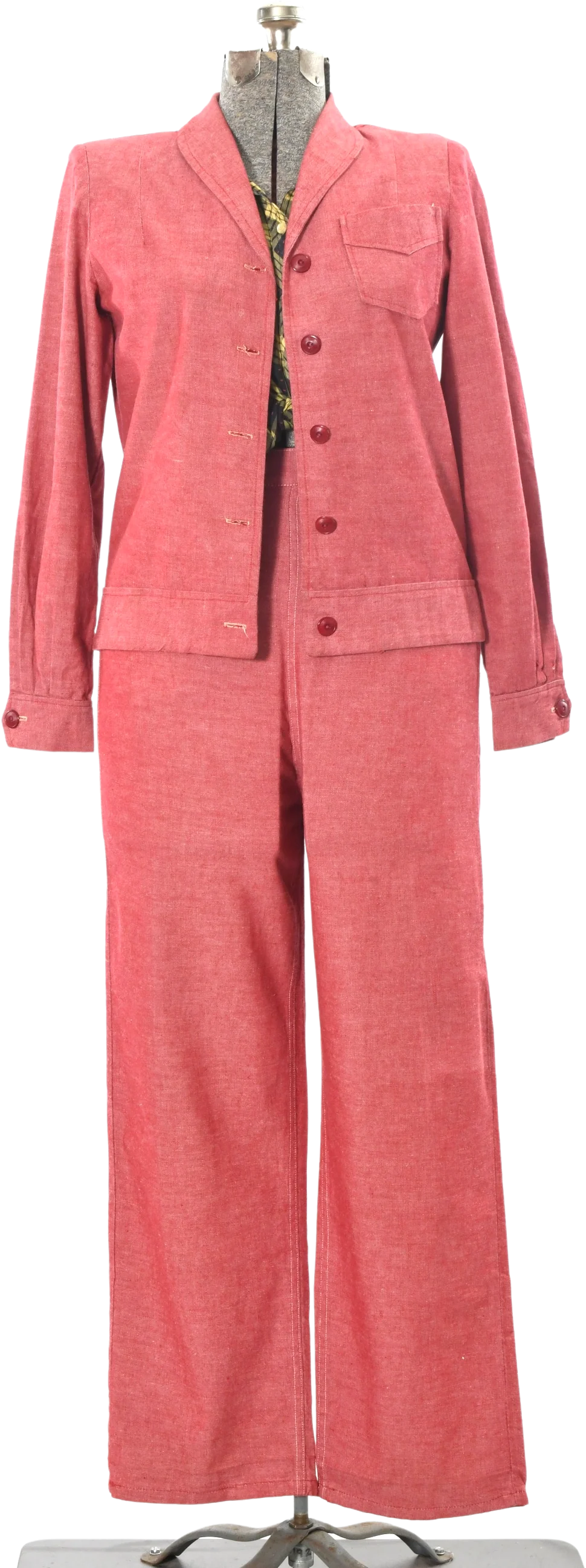 40s/50s Rare Red Denim Jacket Western Workwear Jeans By Fleischman's Apparel City