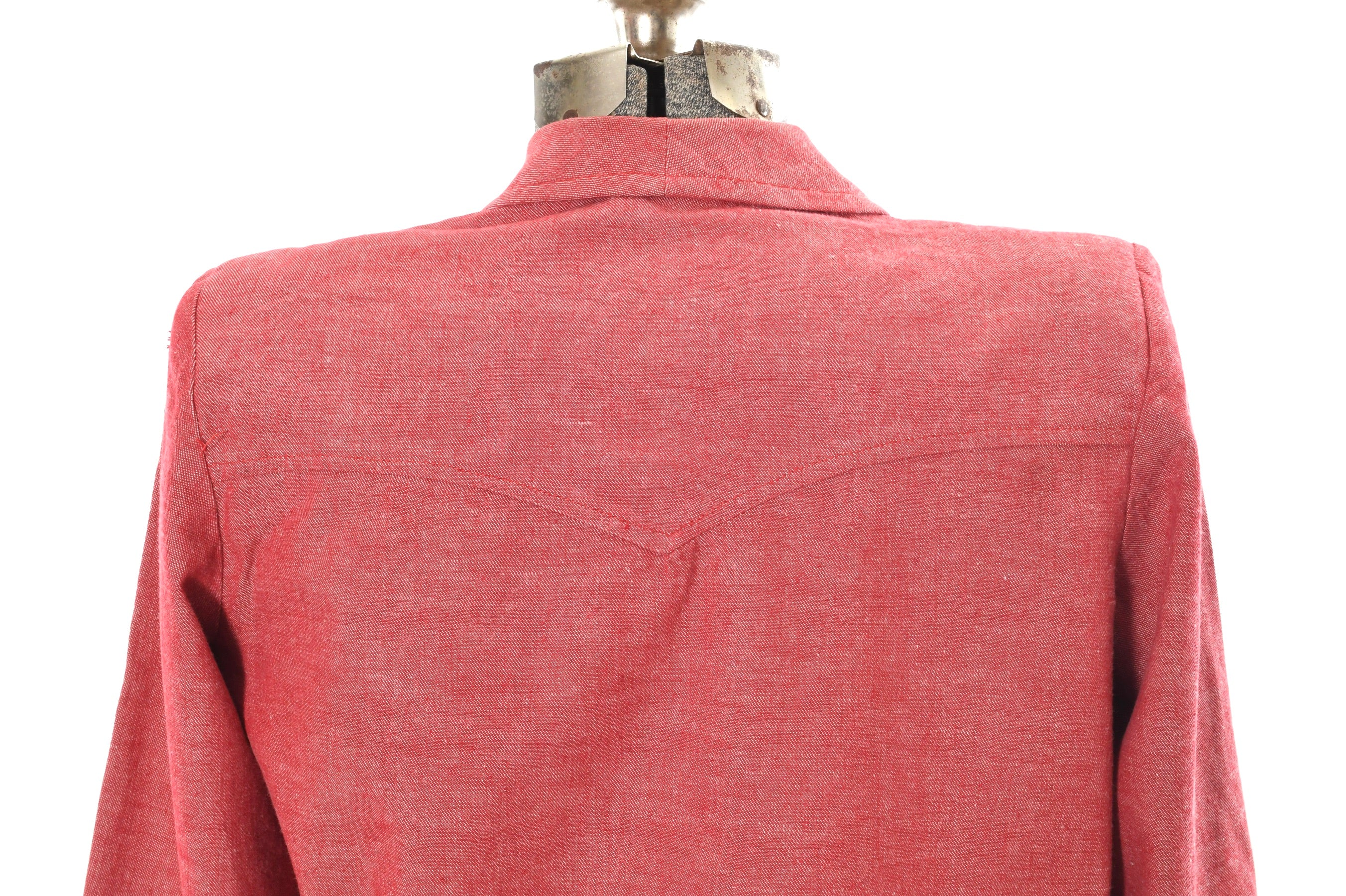 40s/50s Rare Red Denim Jacket Western Workwear Jeans By Fleischman's Apparel City - Image 10