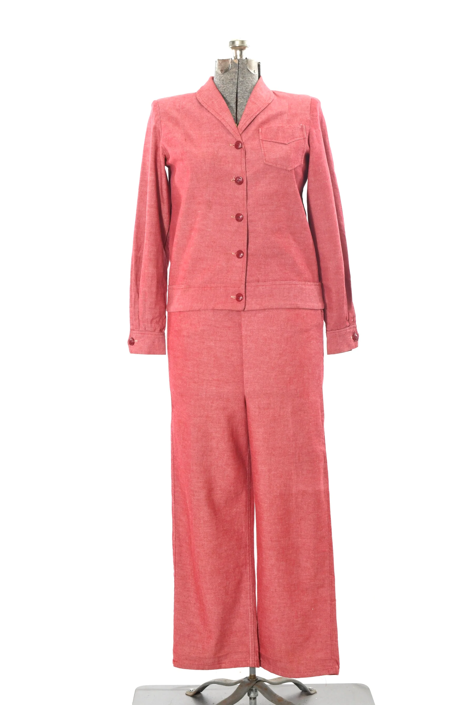 40s/50s Rare Red Denim Jacket Western Workwear Jeans By Fleischman's Apparel City - Image 5