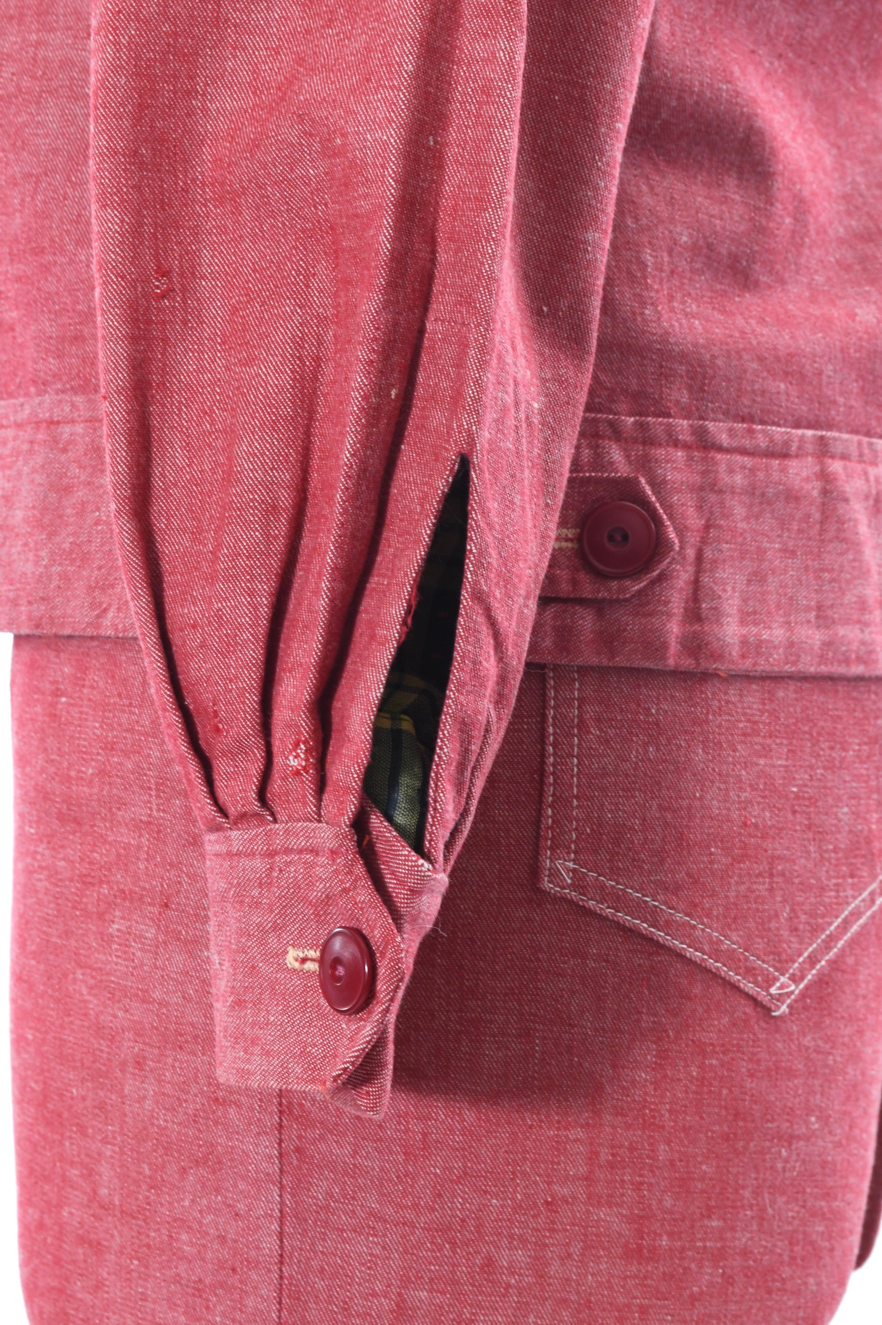 40s/50s Rare Red Denim Jacket Western Workwear Jeans By Fleischman's Apparel City - Image 7