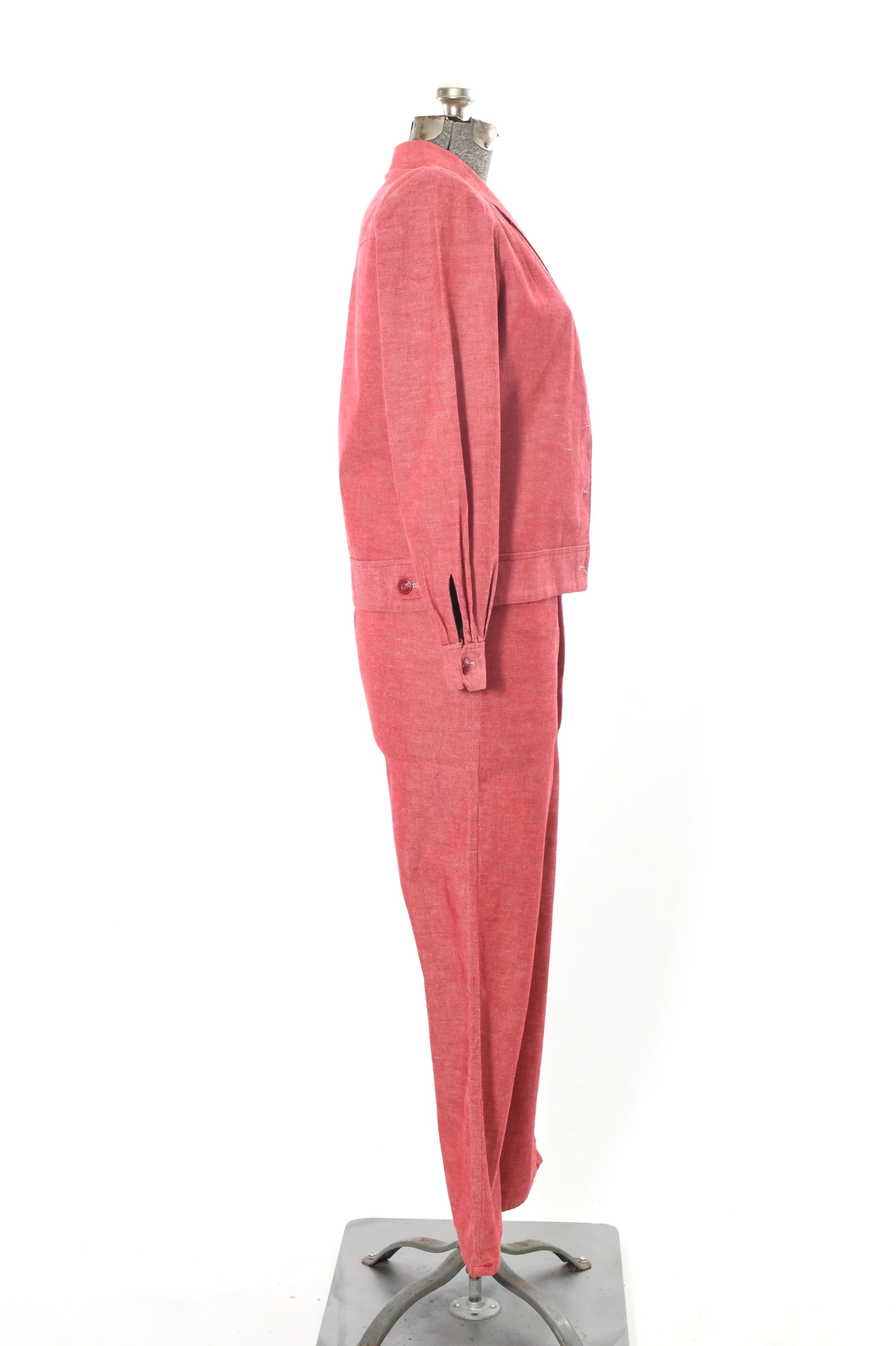 40s/50s Rare Red Denim Jacket Western Workwear Jeans By Fleischman's Apparel City - Image 9