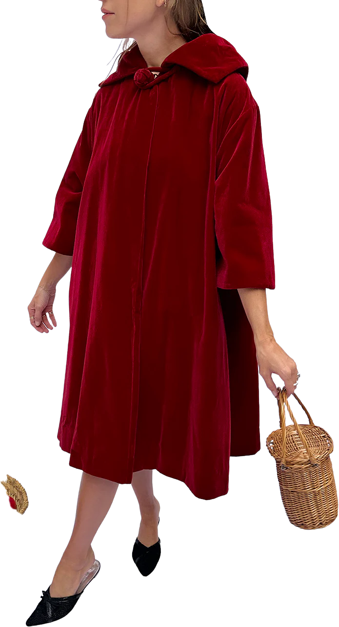 40s/50s Rare Red Velvet Swing Coat (one Size Fits Most) - Image 2