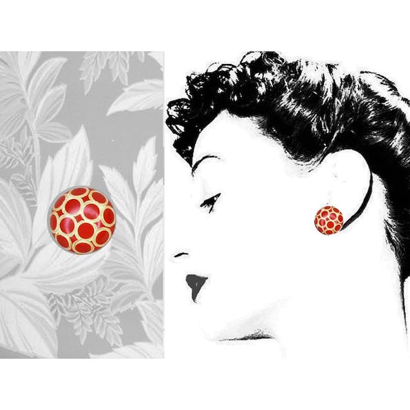 40s/50s Red White Vegetable Ivory Clip Earrings Restored - Image 3