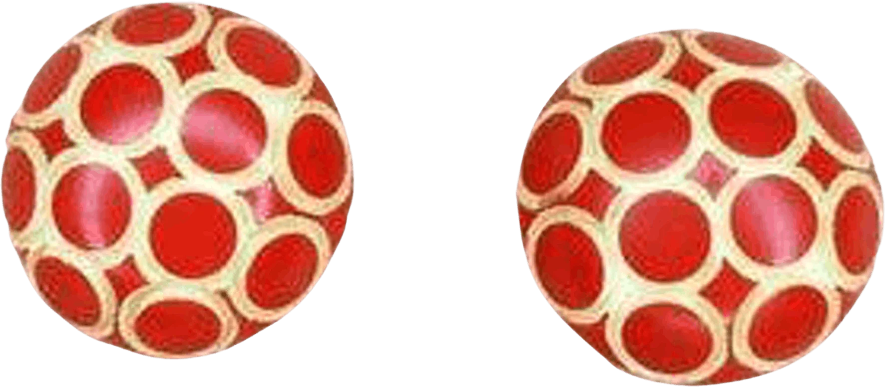 40s/50s Red White Vegetable Ivory Clip Earrings Restored - Image 4