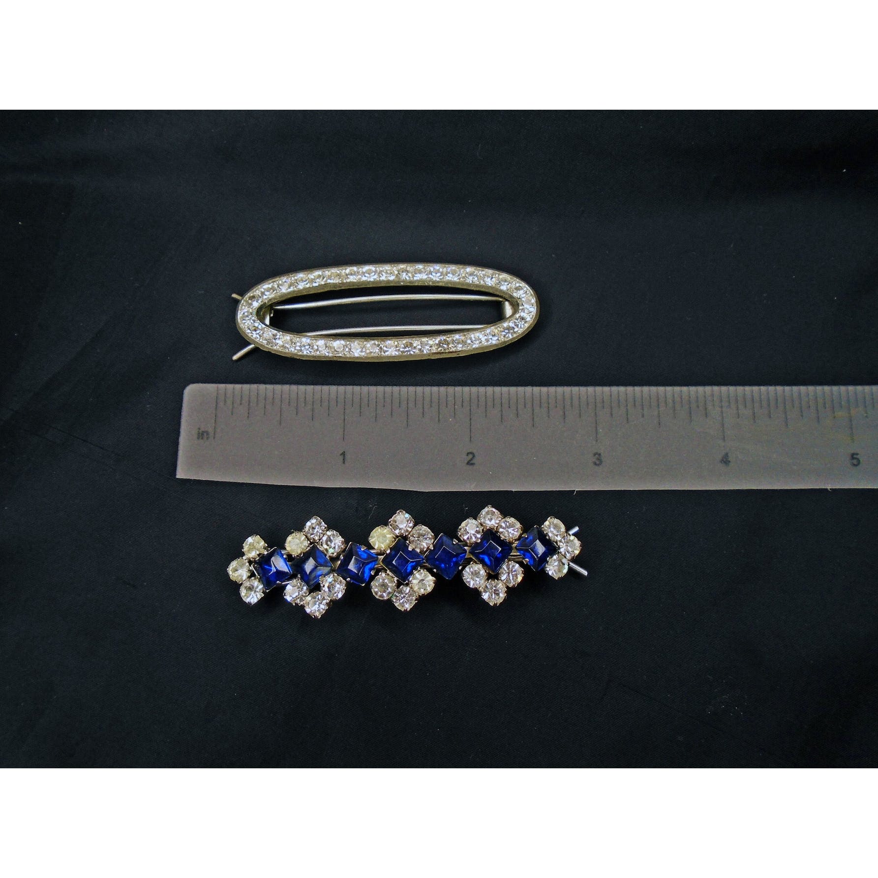 40s/50s Rhinestone Barrettes Hair Clips Sparkly Holiday - Image 4