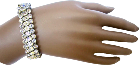 40s/50s Rhinestone Expansion Bracelet Original Velvet Box By Parco - Image 2