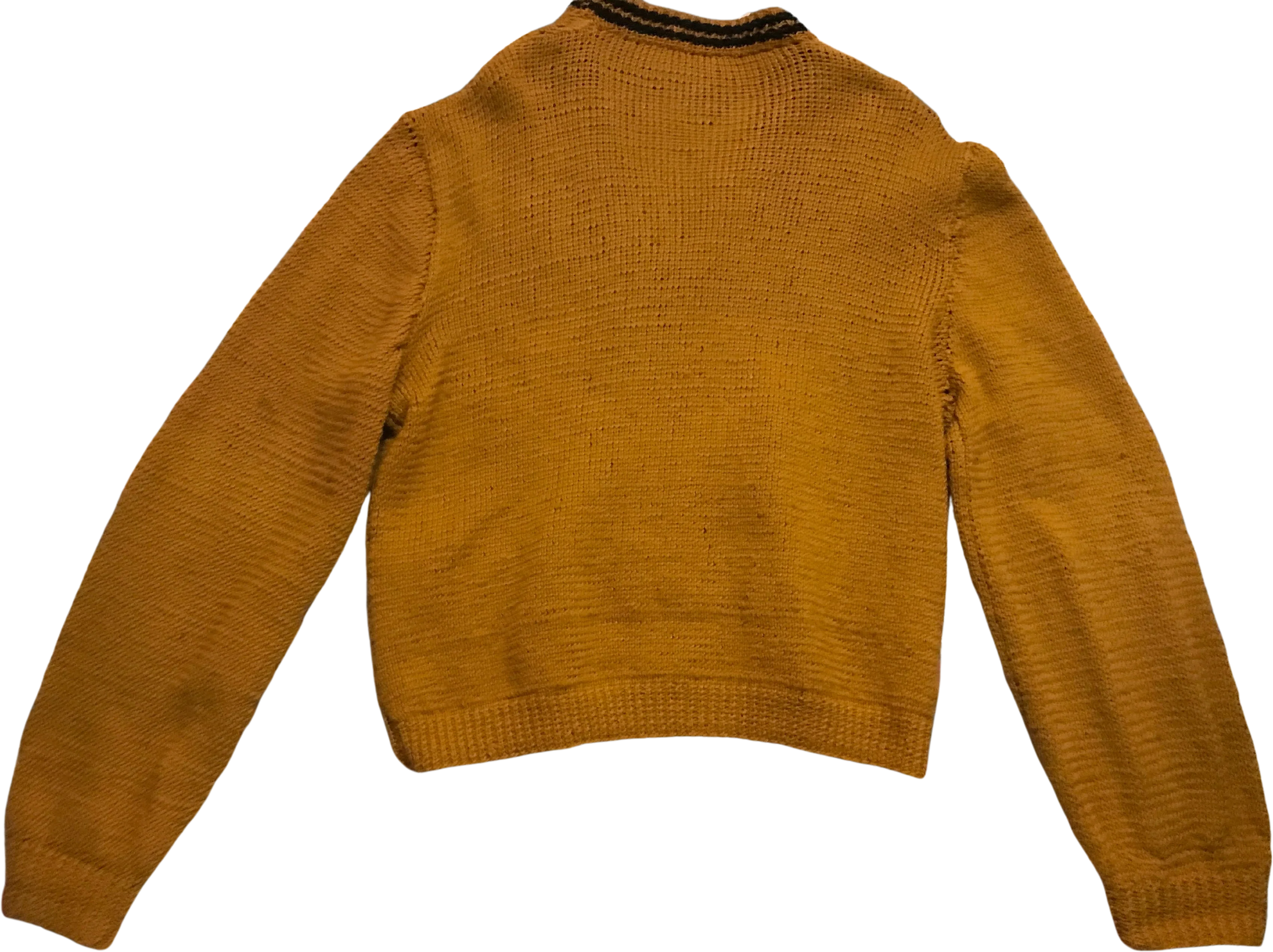 40s/50s Rockabilly Mustard Zip Up Chunky Knit Cardigan - Image 2