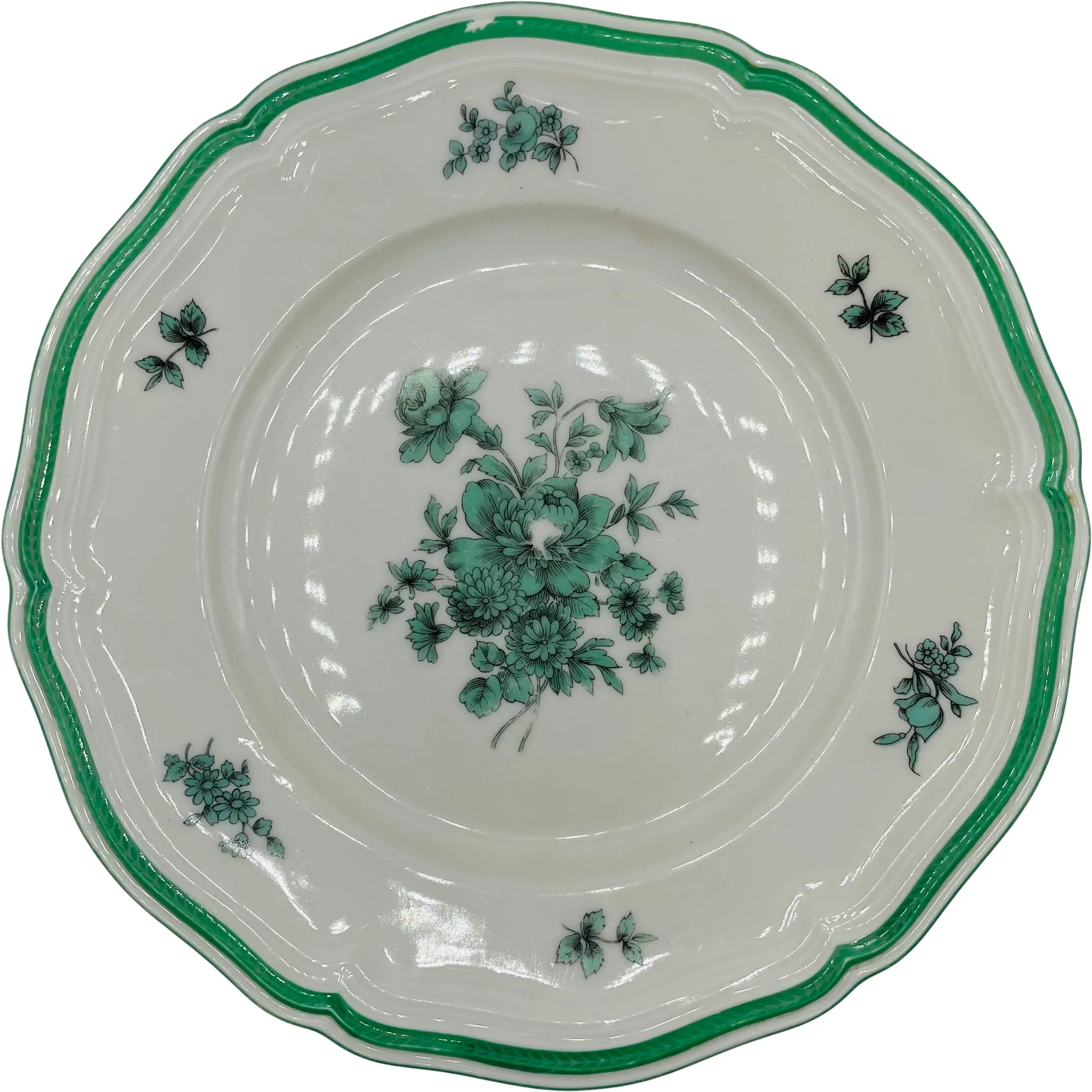 40s/50s Set Of 3 Chippendale Green Bloom Bread Plates By Rosemthal