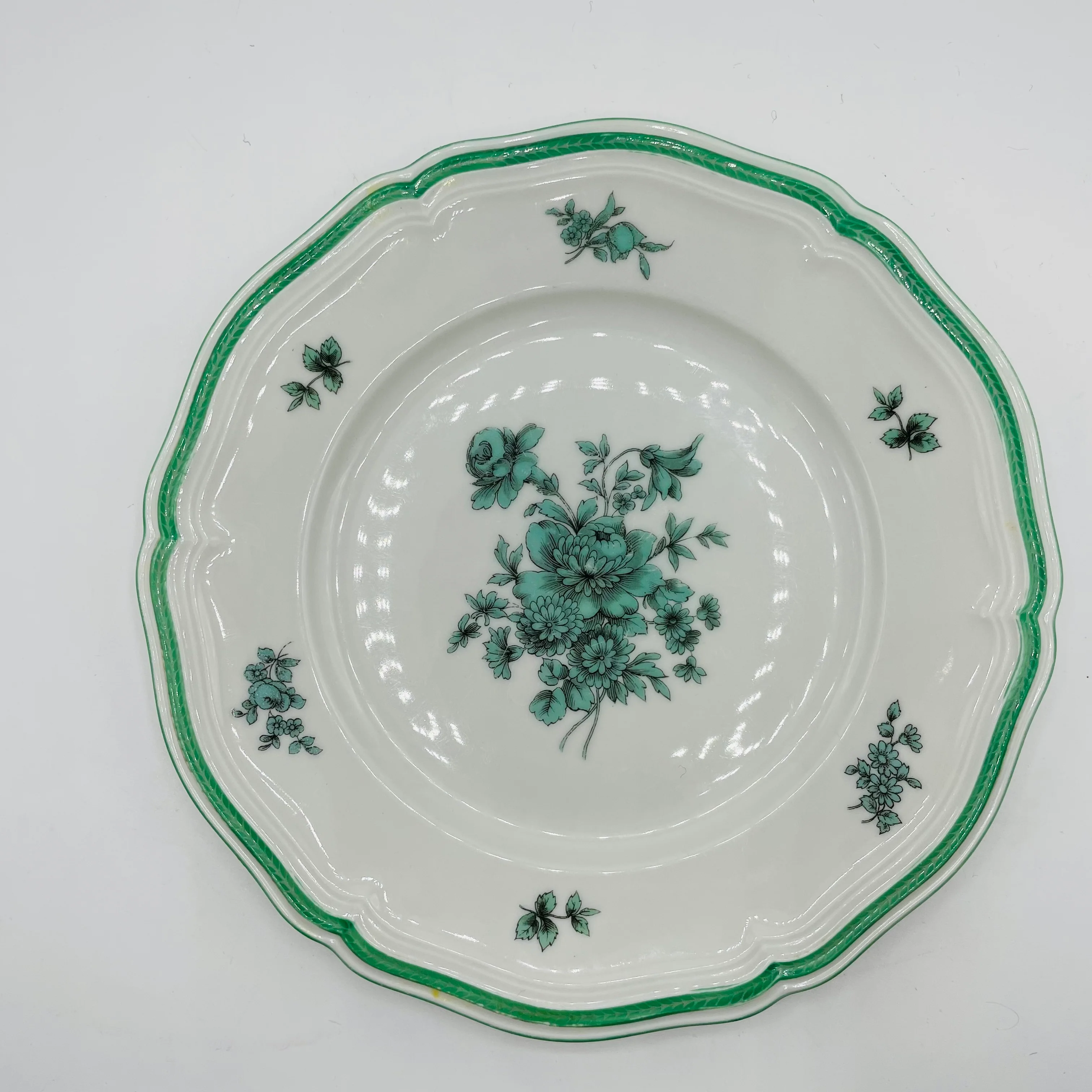40s/50s Set Of 3 Chippendale Green Bloom Bread Plates By Rosemthal - Image 3
