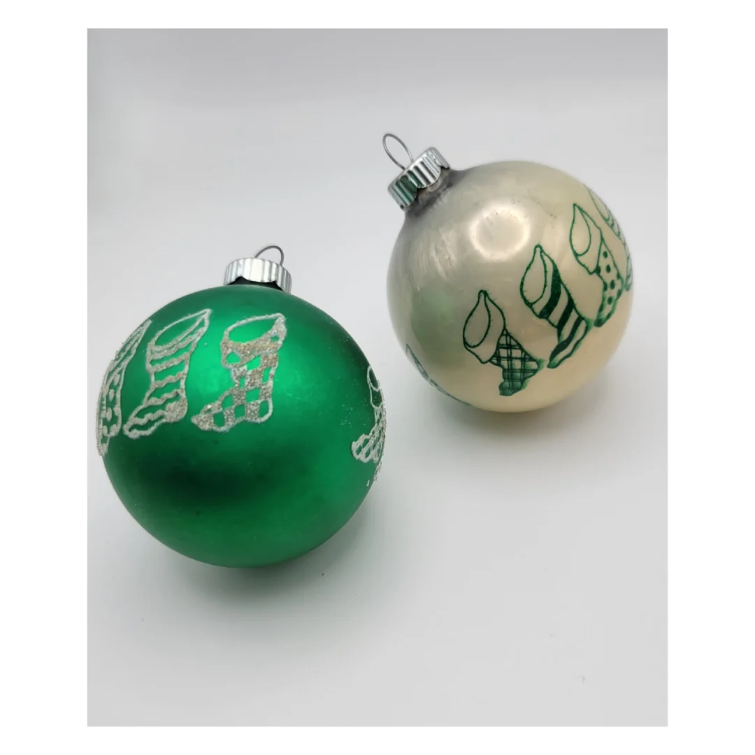40s/50s Shiny Brite Stenciled Christmas Stocking Ornaments By Shiny Brite - Image 3