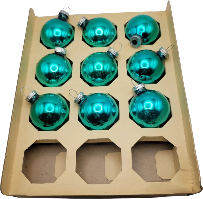 40s/50s Shiny Brite Turquoise Christmas Ornaments By Shiny Brite