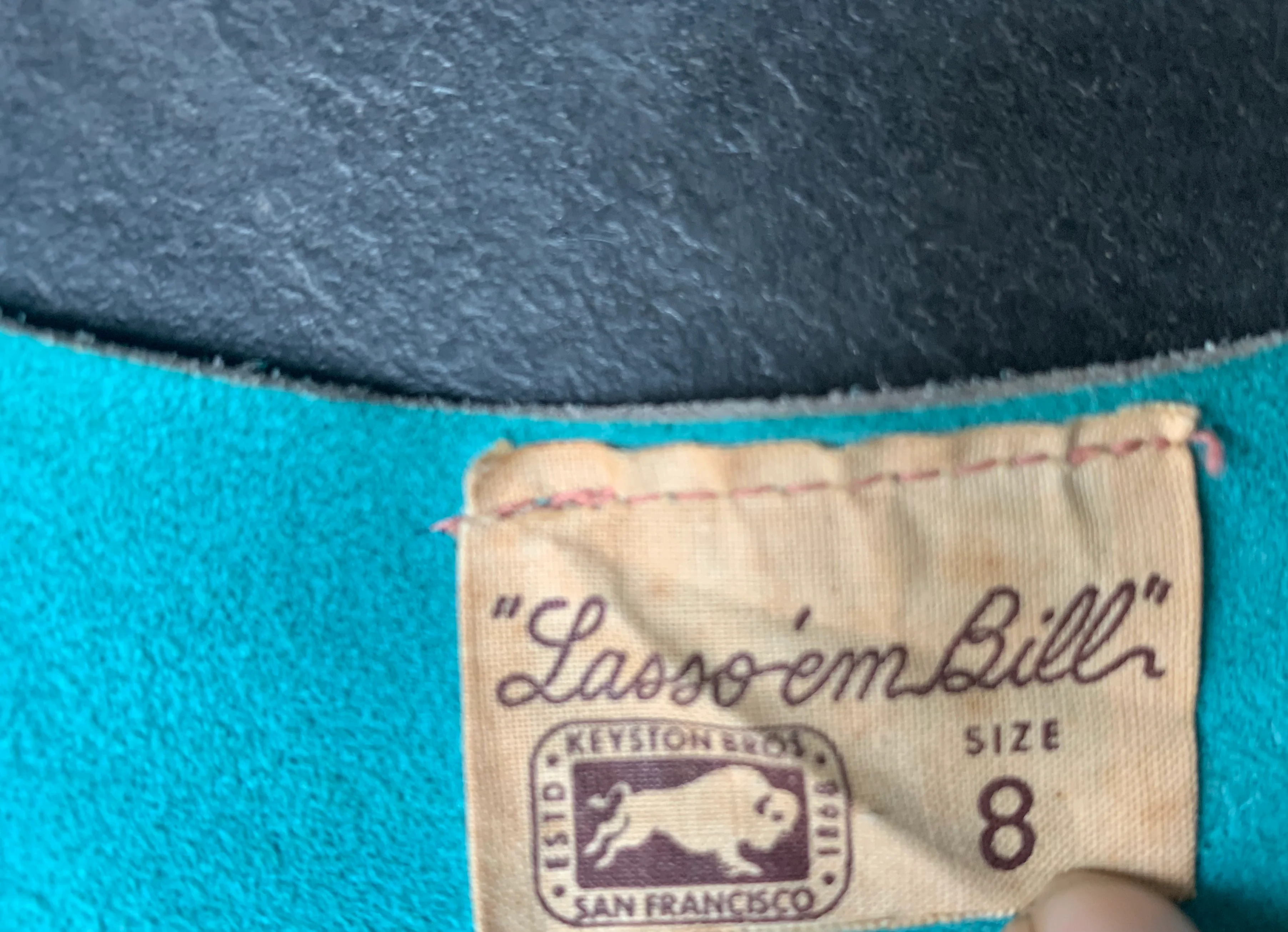 40s/50s Turquoise Beige Suede Cowgirl Skirt Vest Costume By Lasso'em Bill Keystone Bros - Image 3
