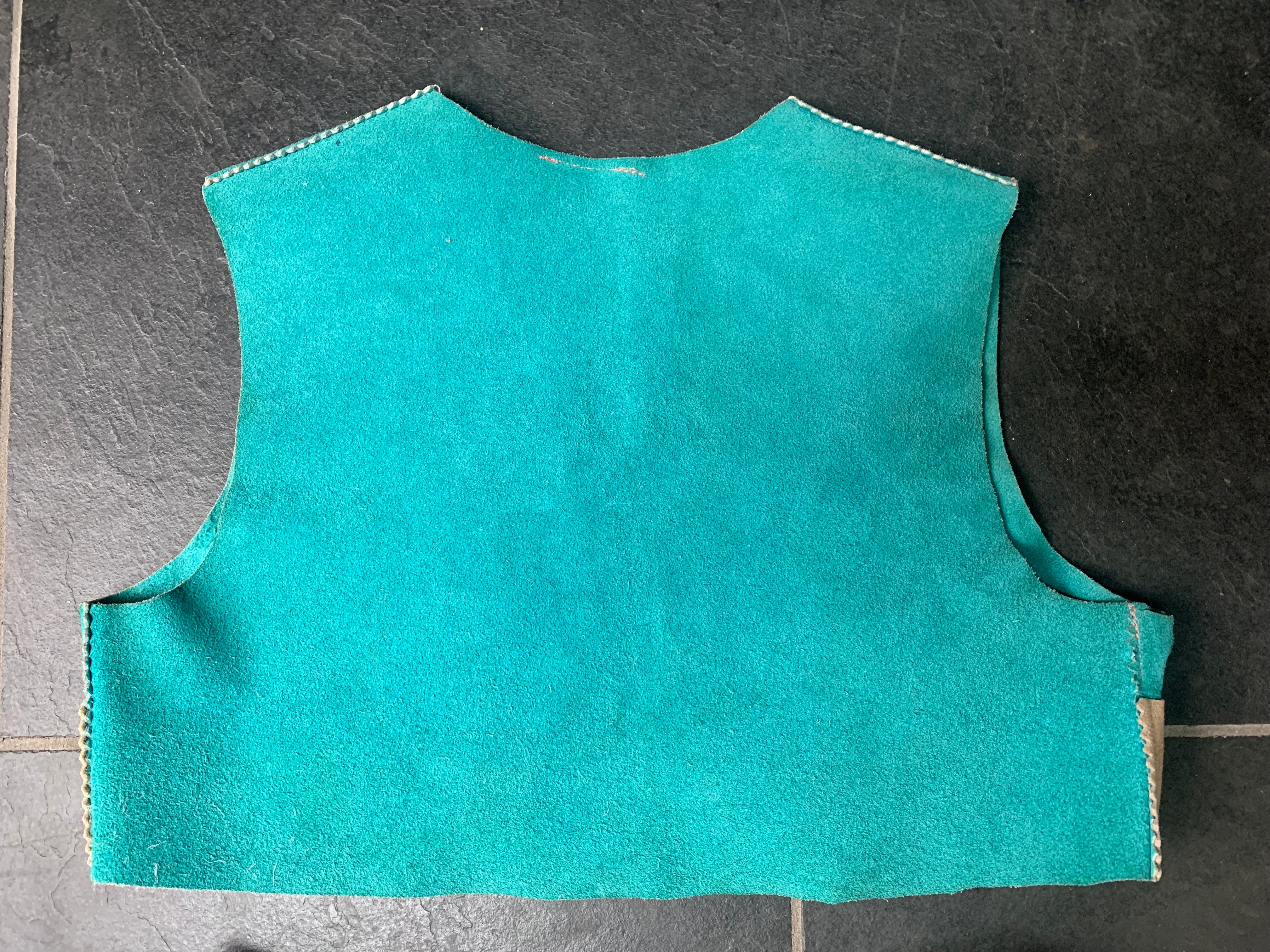 40s/50s Turquoise Beige Suede Cowgirl Skirt Vest Costume By Lasso'em Bill Keystone Bros - Image 9