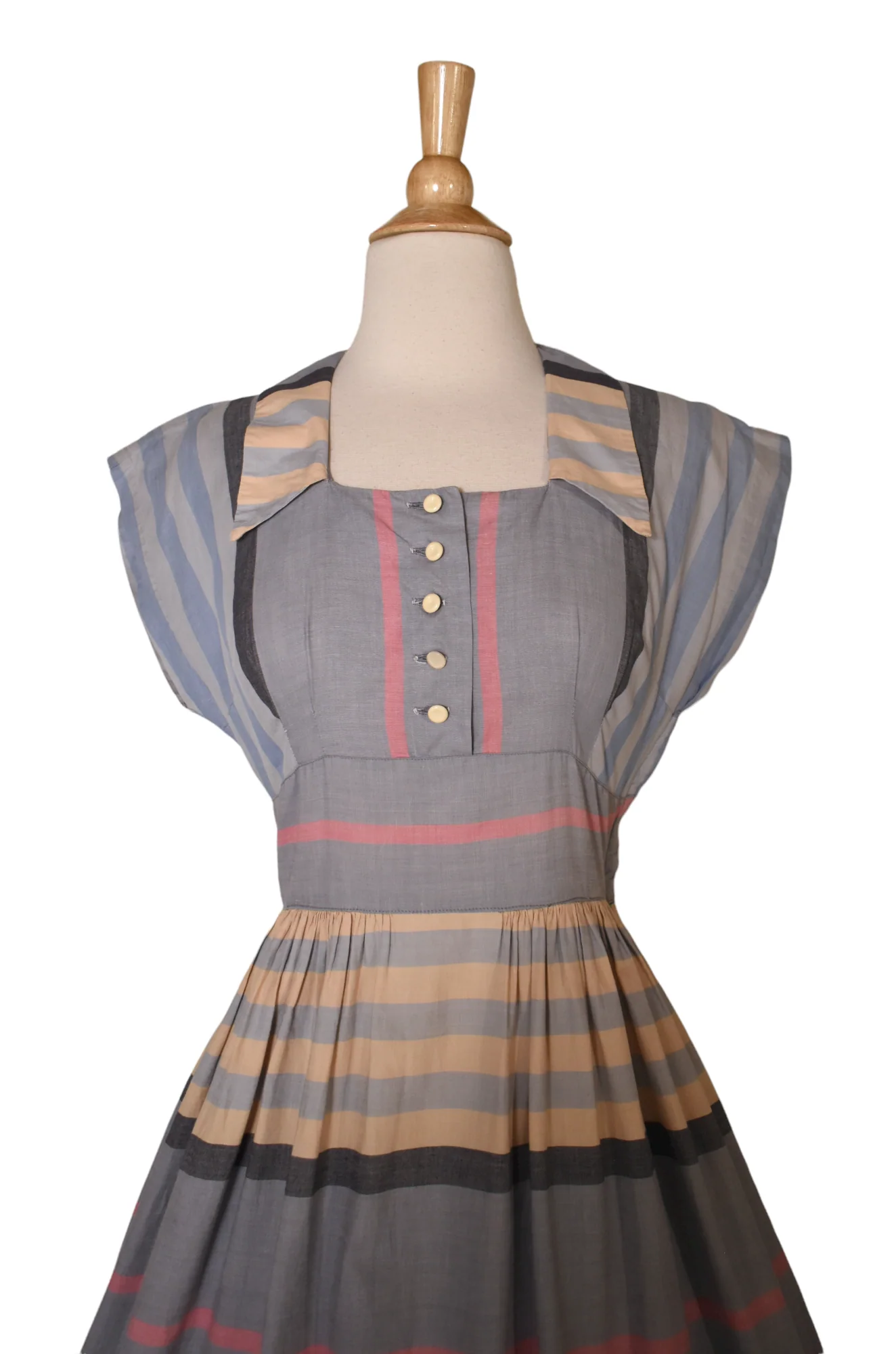 40s/50s Vintage Candy Striped Atomic Housewife Dress Frock - Image 3