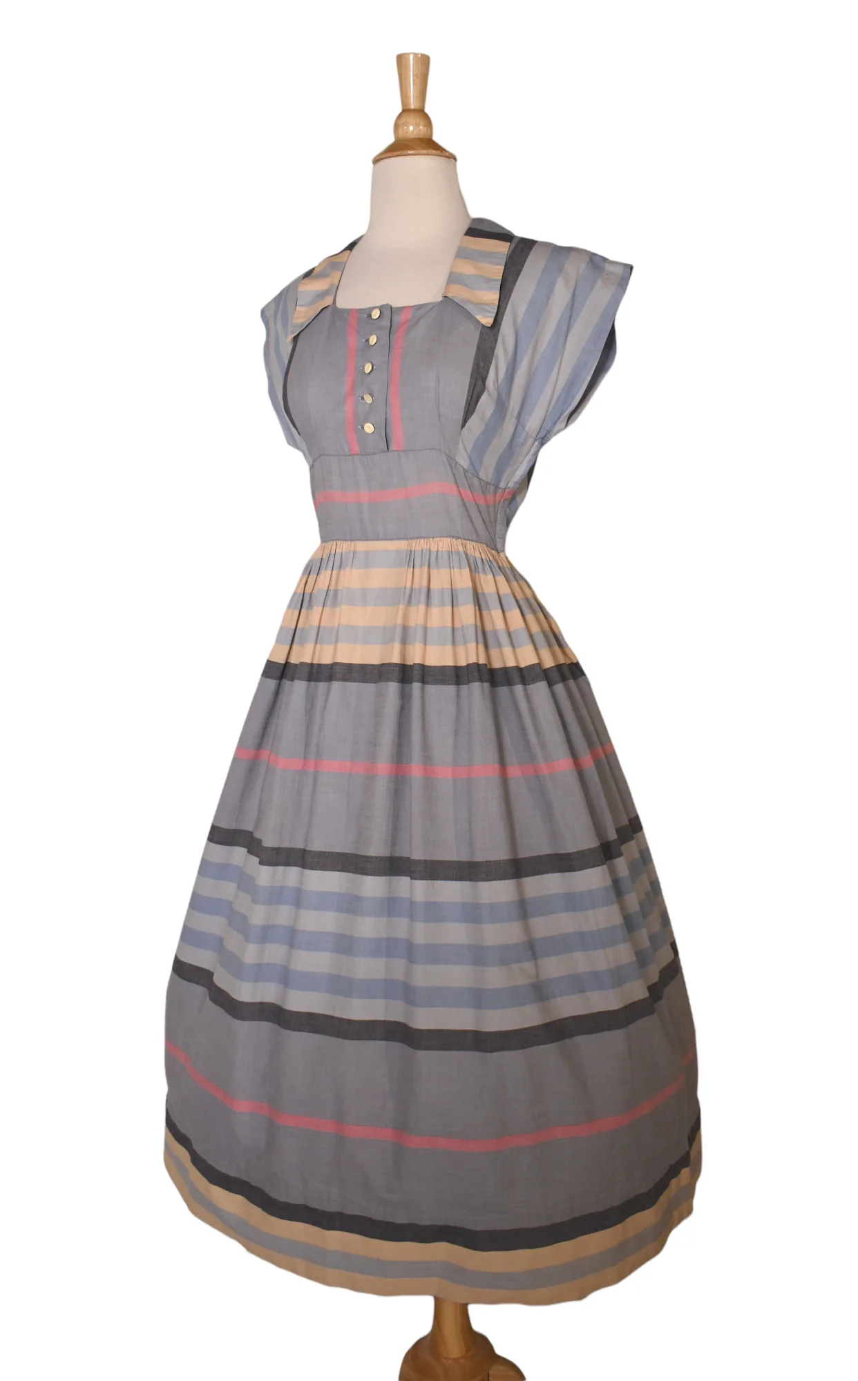 40s/50s Vintage Candy Striped Atomic Housewife Dress Frock - Image 5