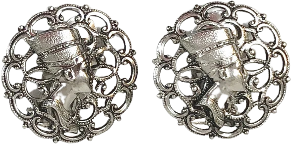 40s/50s Vintage Egyptian Queen Nefertiti Clip On Earrings By Germany U.s. Zone