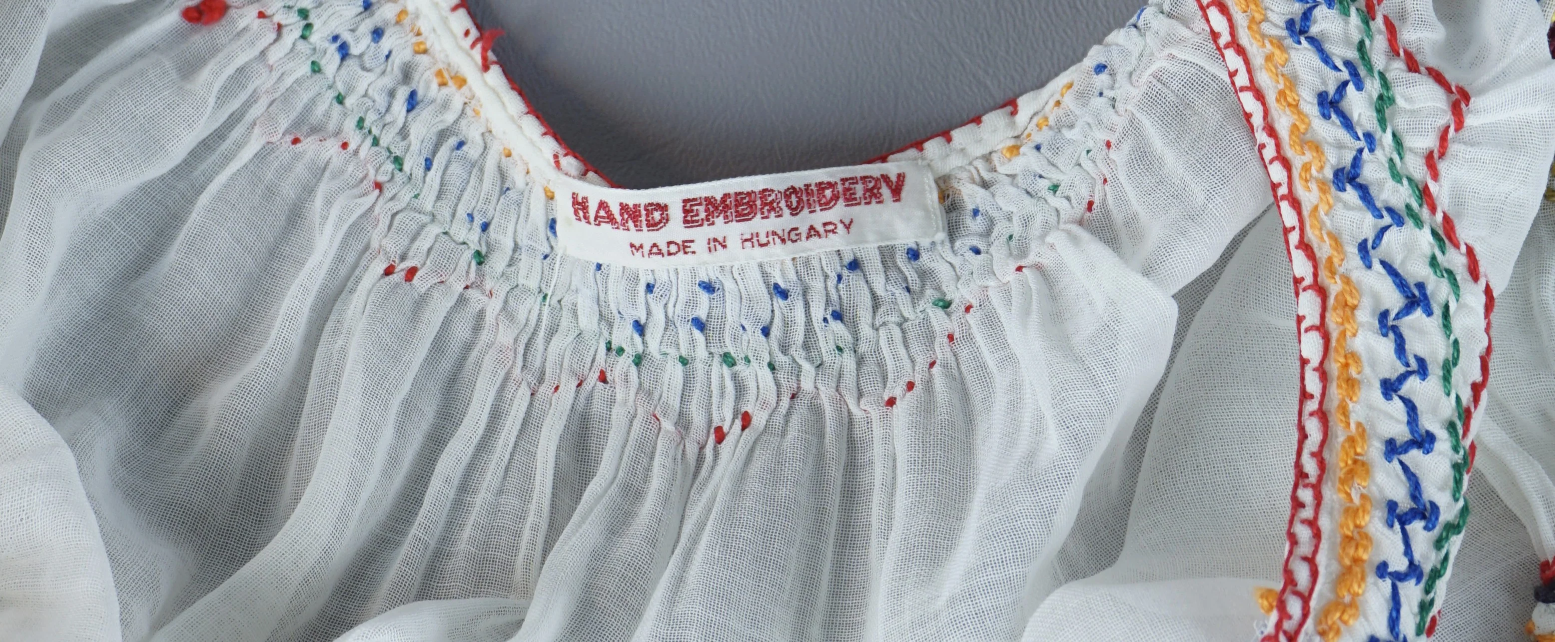 40s/50s Vintage Hungarian Hand Embroidered Peasant Blouse By Made In Hungary - Image 6