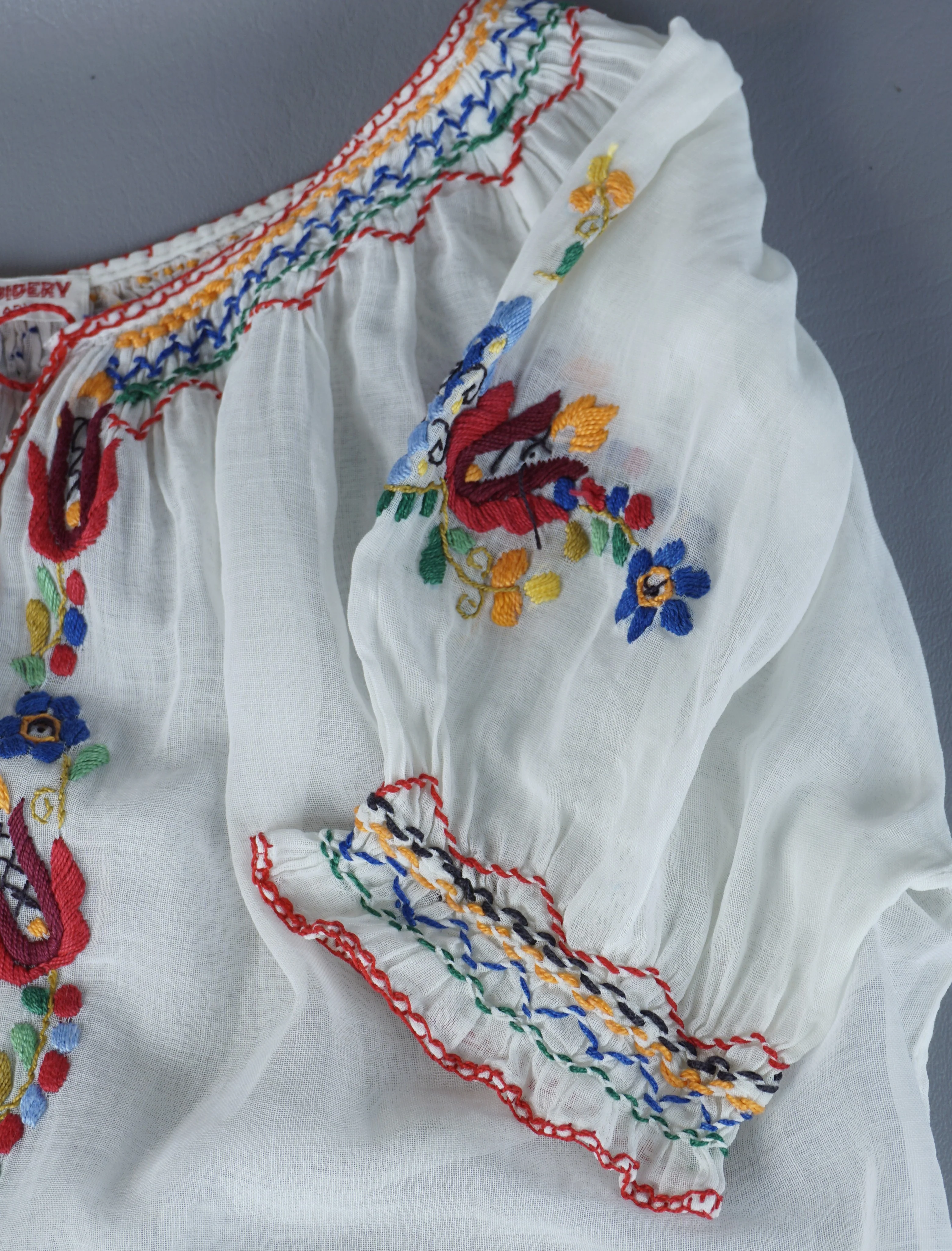40s/50s Vintage Hungarian Hand Embroidered Peasant Blouse By Made In Hungary - Image 8