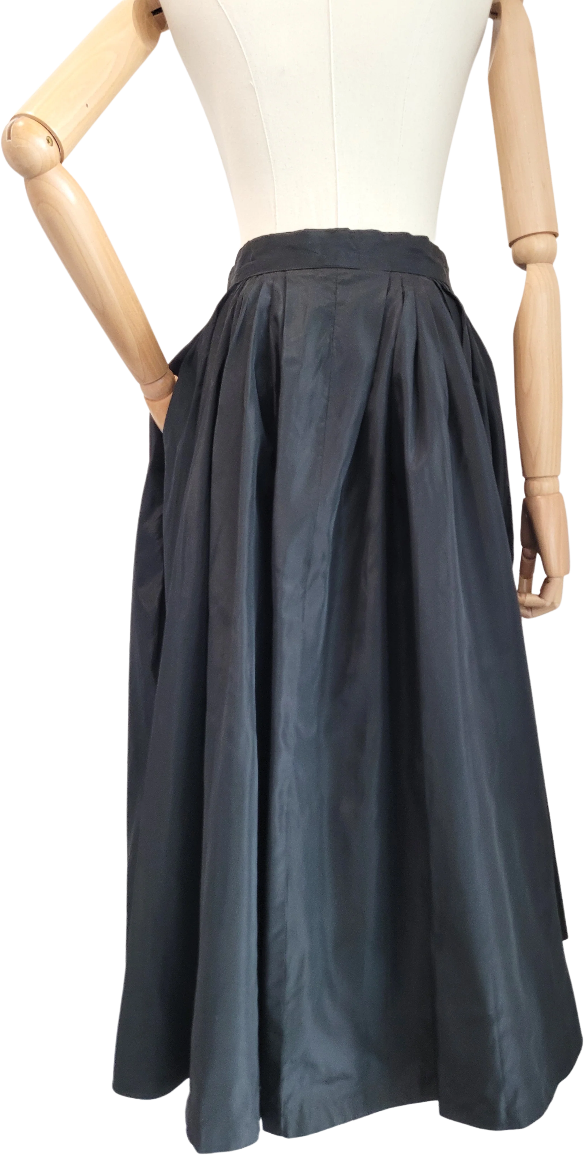40s/50s Vintage Taffeta Full Pleated Skirt Button Placket - Image 2