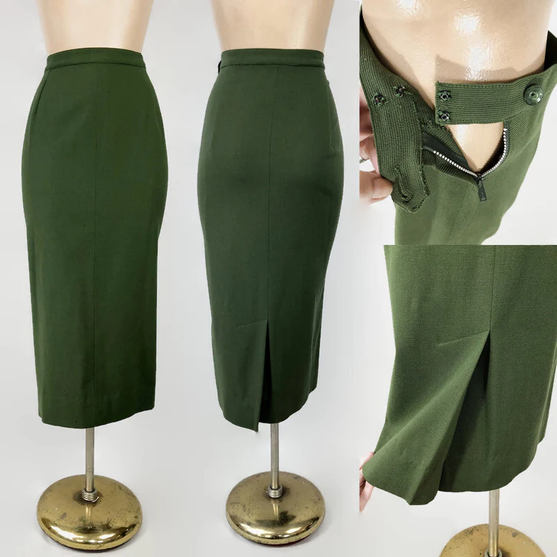 40s/50s Reserved- Vintage Wool Green Beaded Skirt Suit By Lilli Ann - Image 9