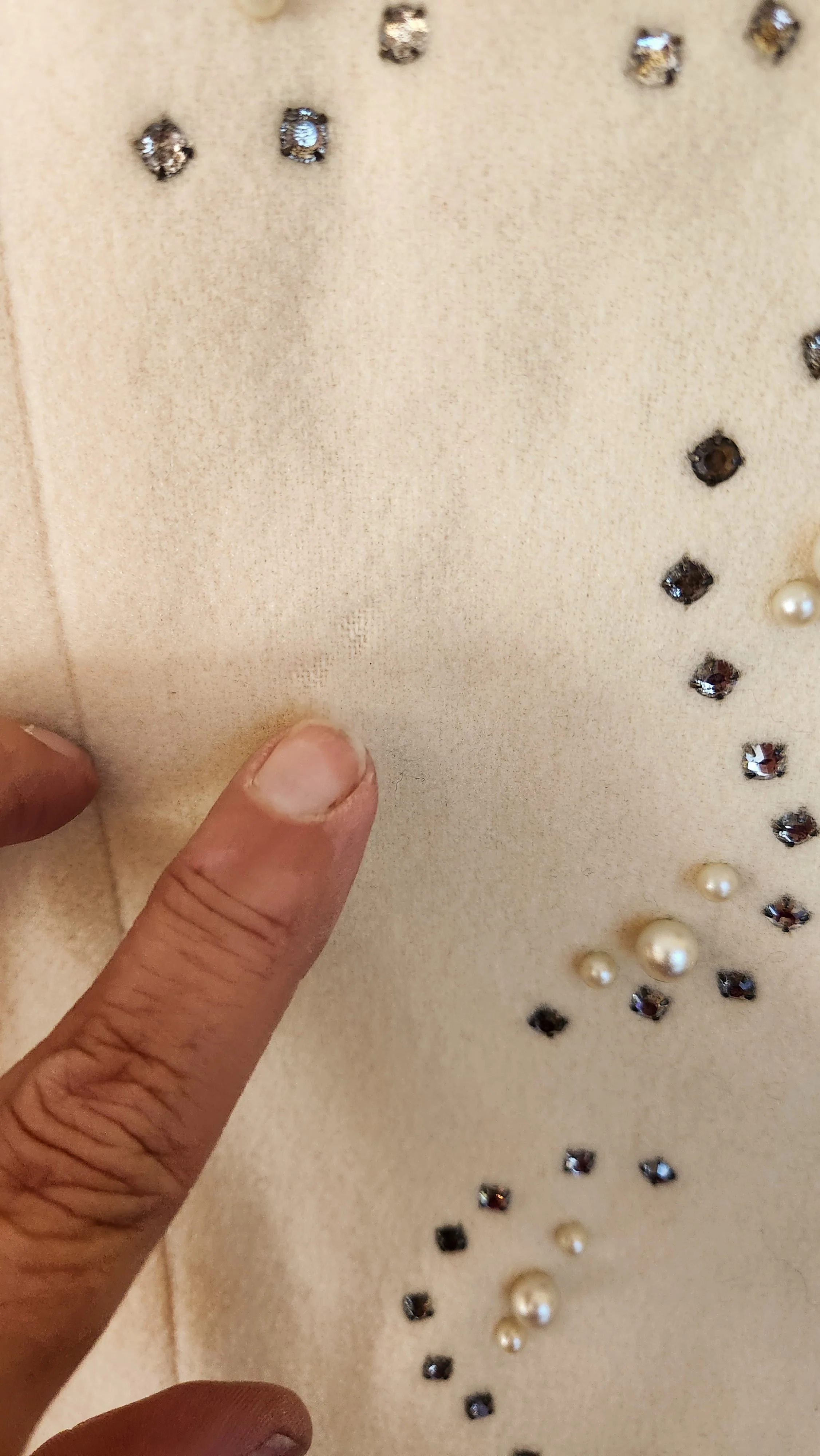 40s/50s White Wool Pearl Rhinestone Dolman Sleeve Jacket - Image 9