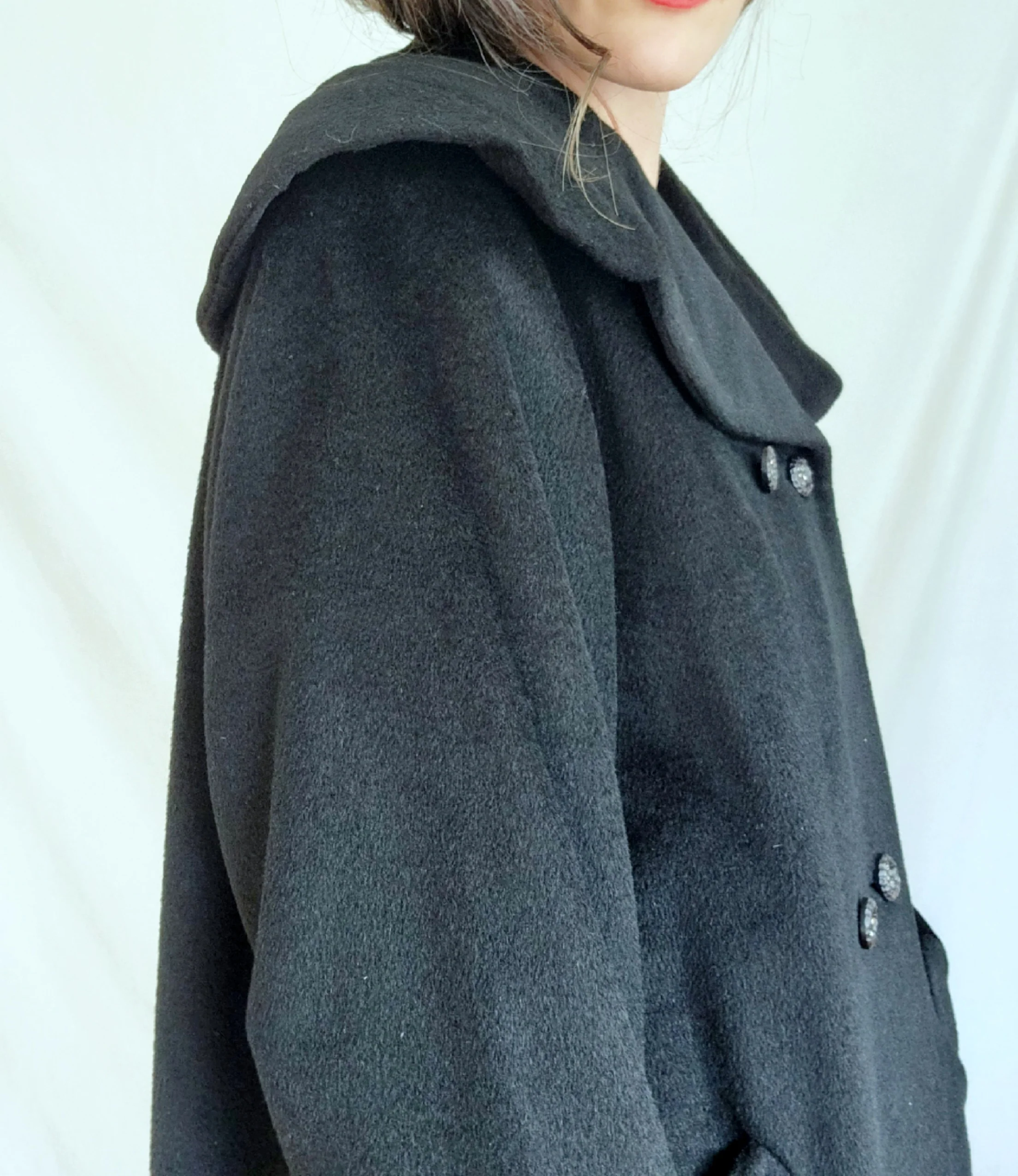 40s/50s Wool Dress Coat Silk Lining, Rhinestone Buttons By Deardon - Image 9