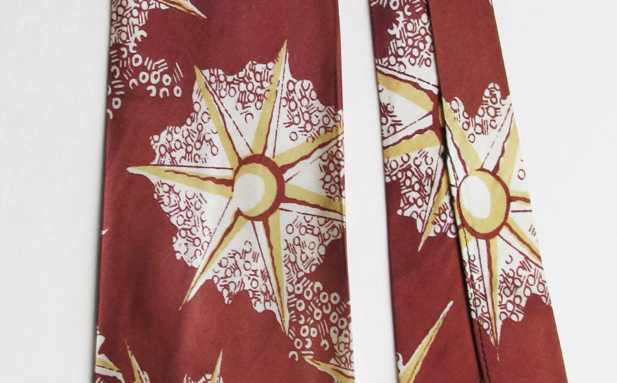 40s Art Deco "starfish" Wide Tie by Hollyvogue Made In California, and Sold At The Broadway, In L. A., Pasadena, and Hollywood - Image 3